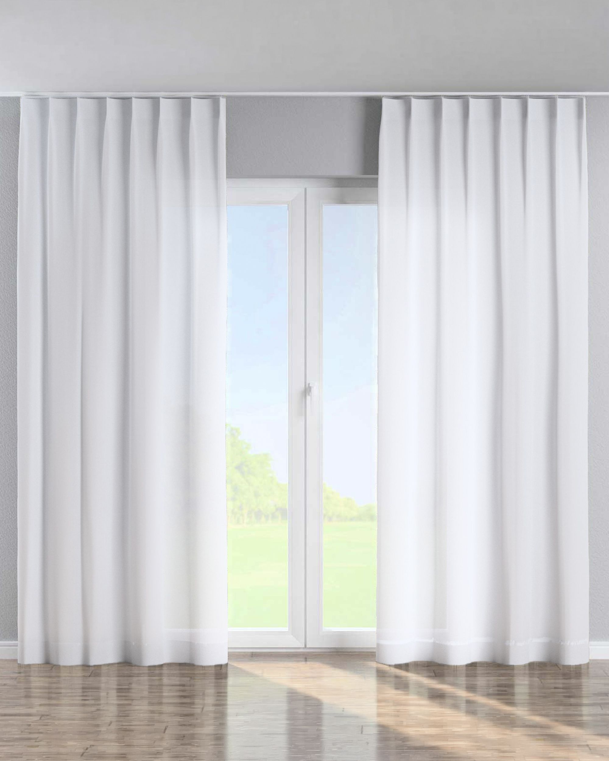 Single pinch pleat curtain colour cream fabric semi-sheer, structured, patterned (hover)