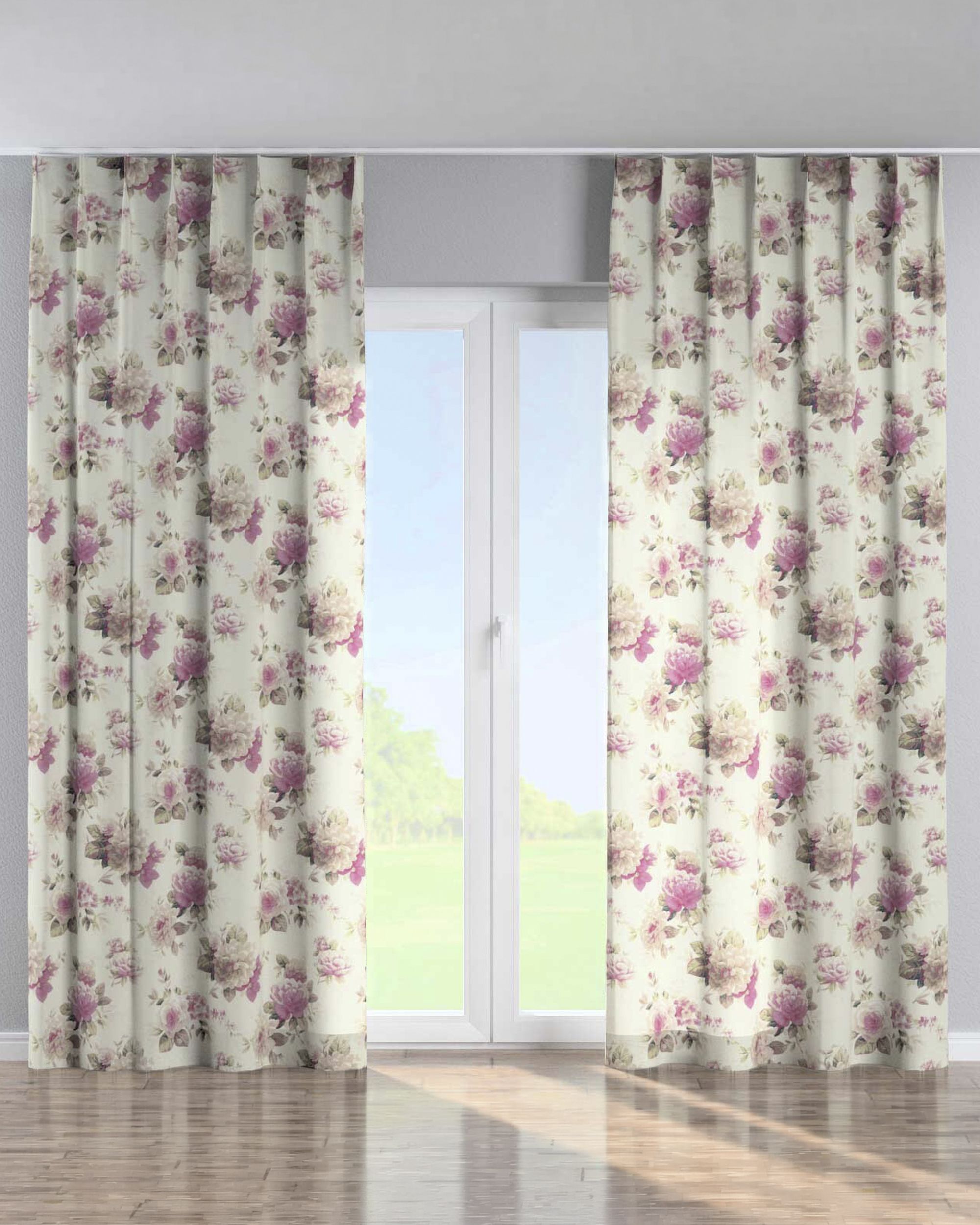 Single pinch pleat curtain colour multicolour fabric patterned
