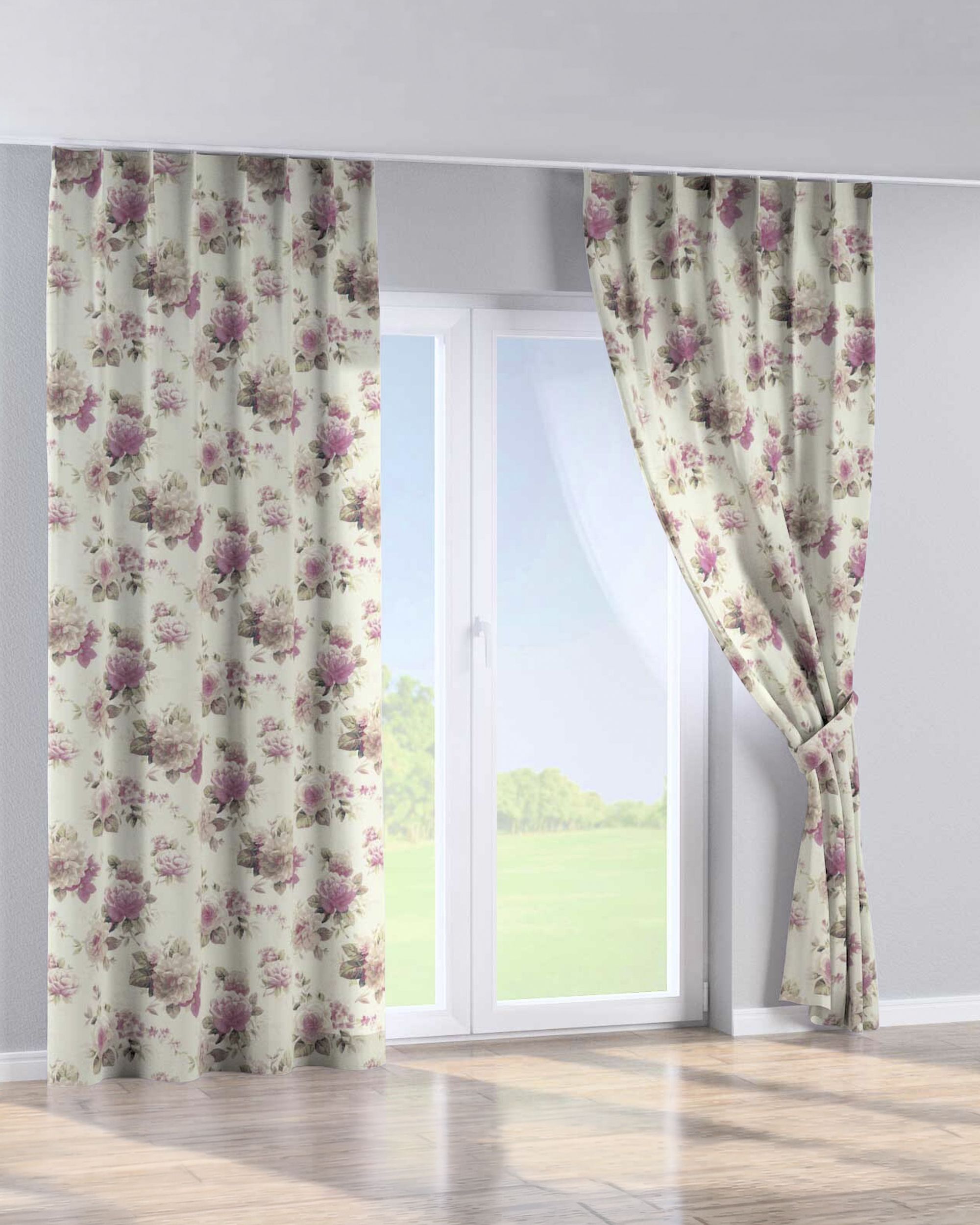 Single pinch pleat curtain colour multicolour fabric patterned (hover)