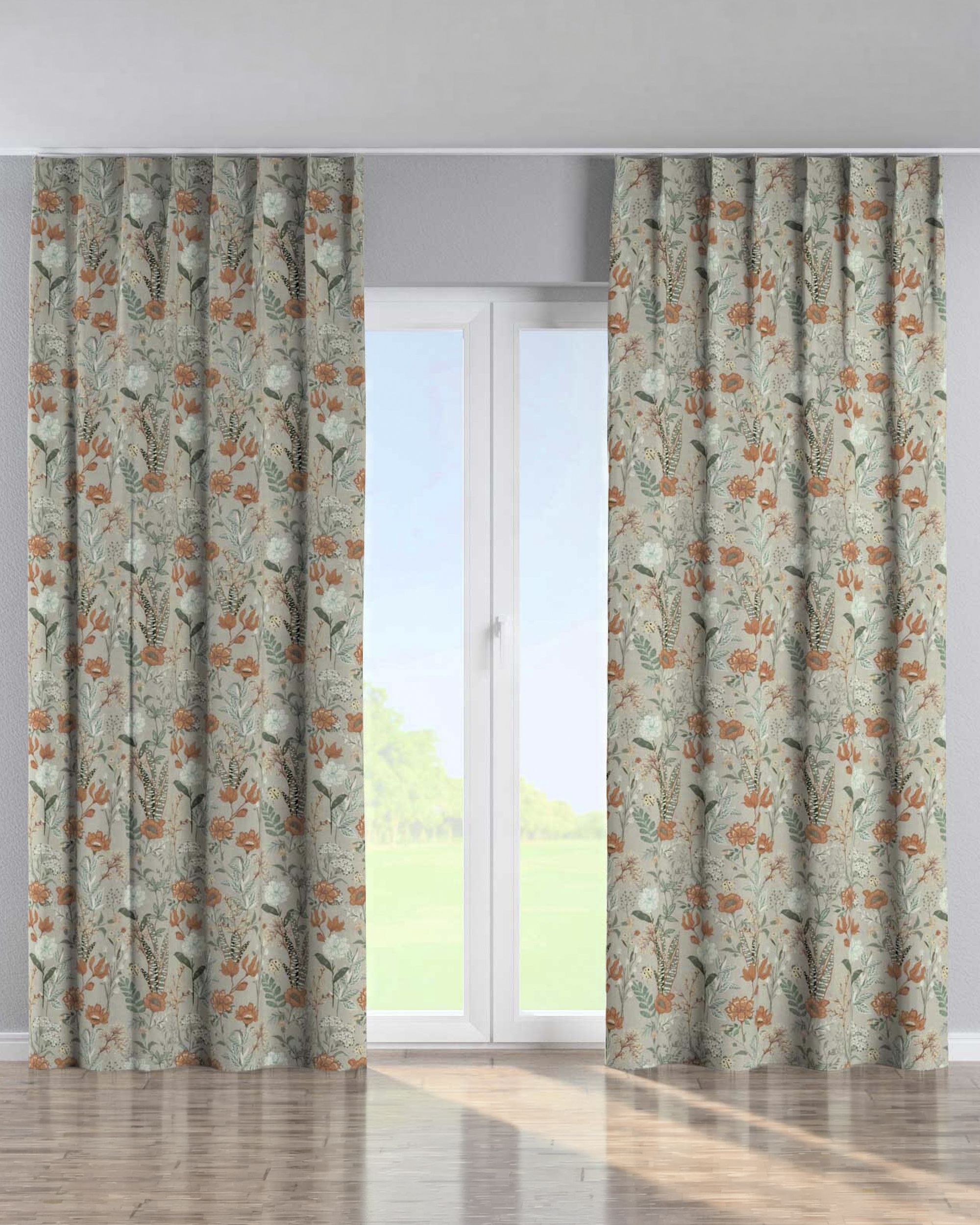 Single pinch pleat curtain colour multicolour fabric patterned