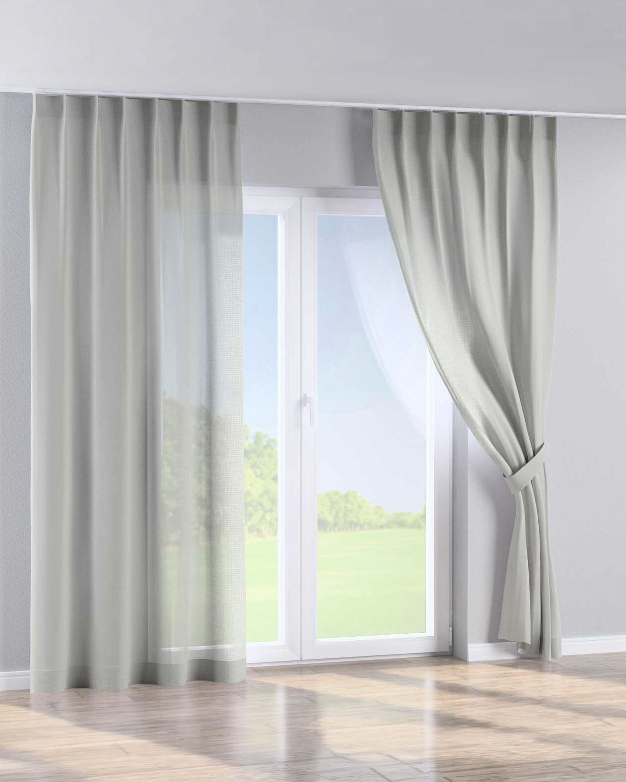 Single pinch pleat curtain colour cream fabric semi-sheer, structured (hover)