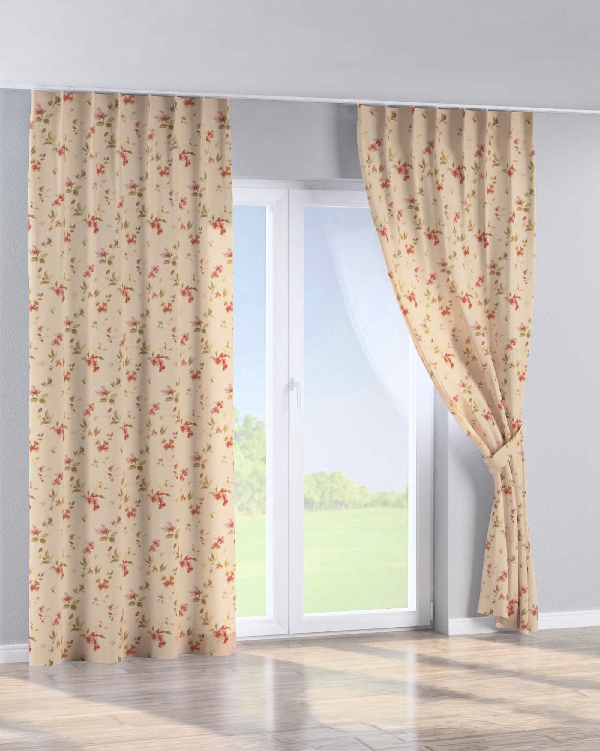 Single pinch pleat curtain colour multicolour fabric patterned (hover)