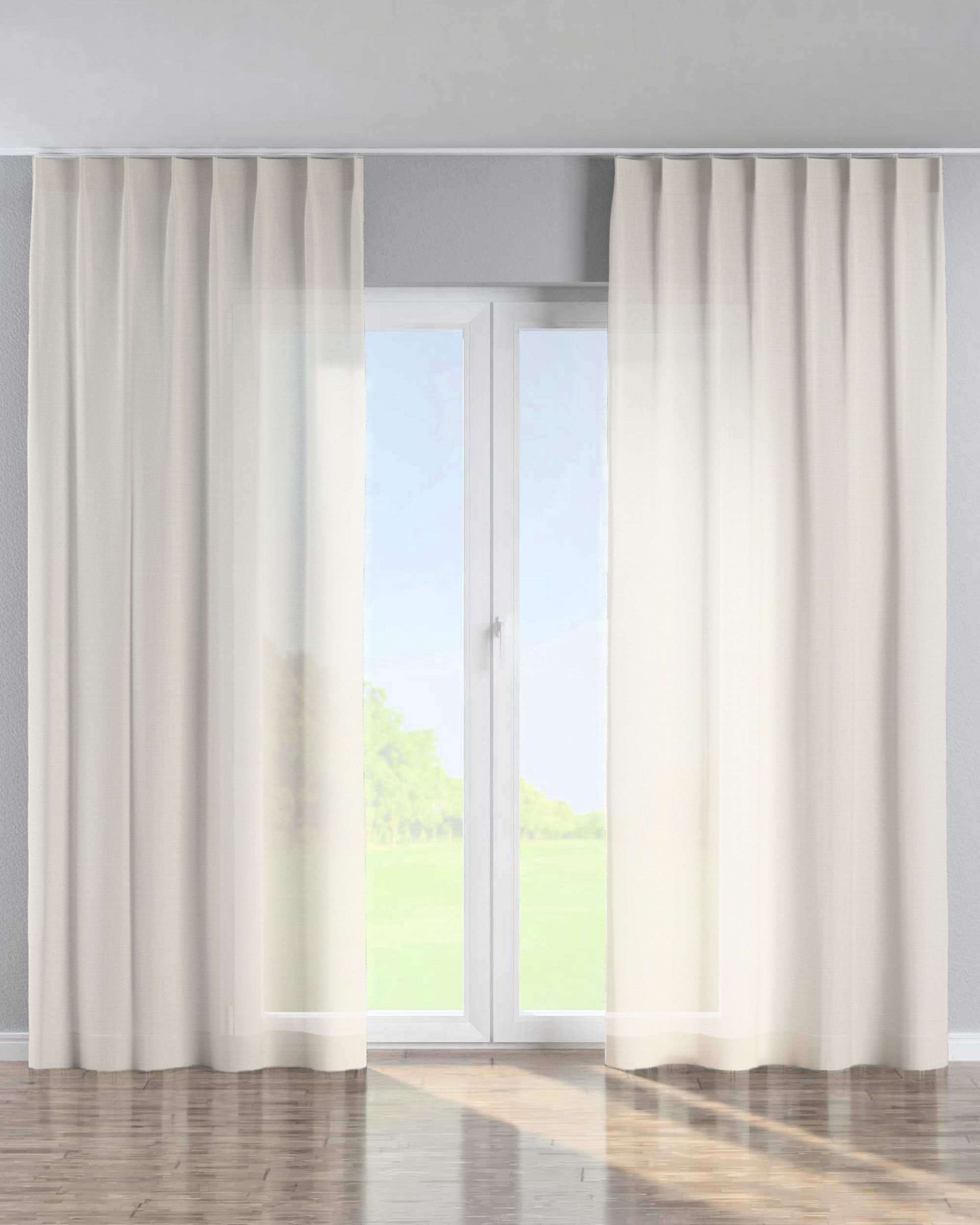 Single pinch pleat curtain colour cream fabric structured