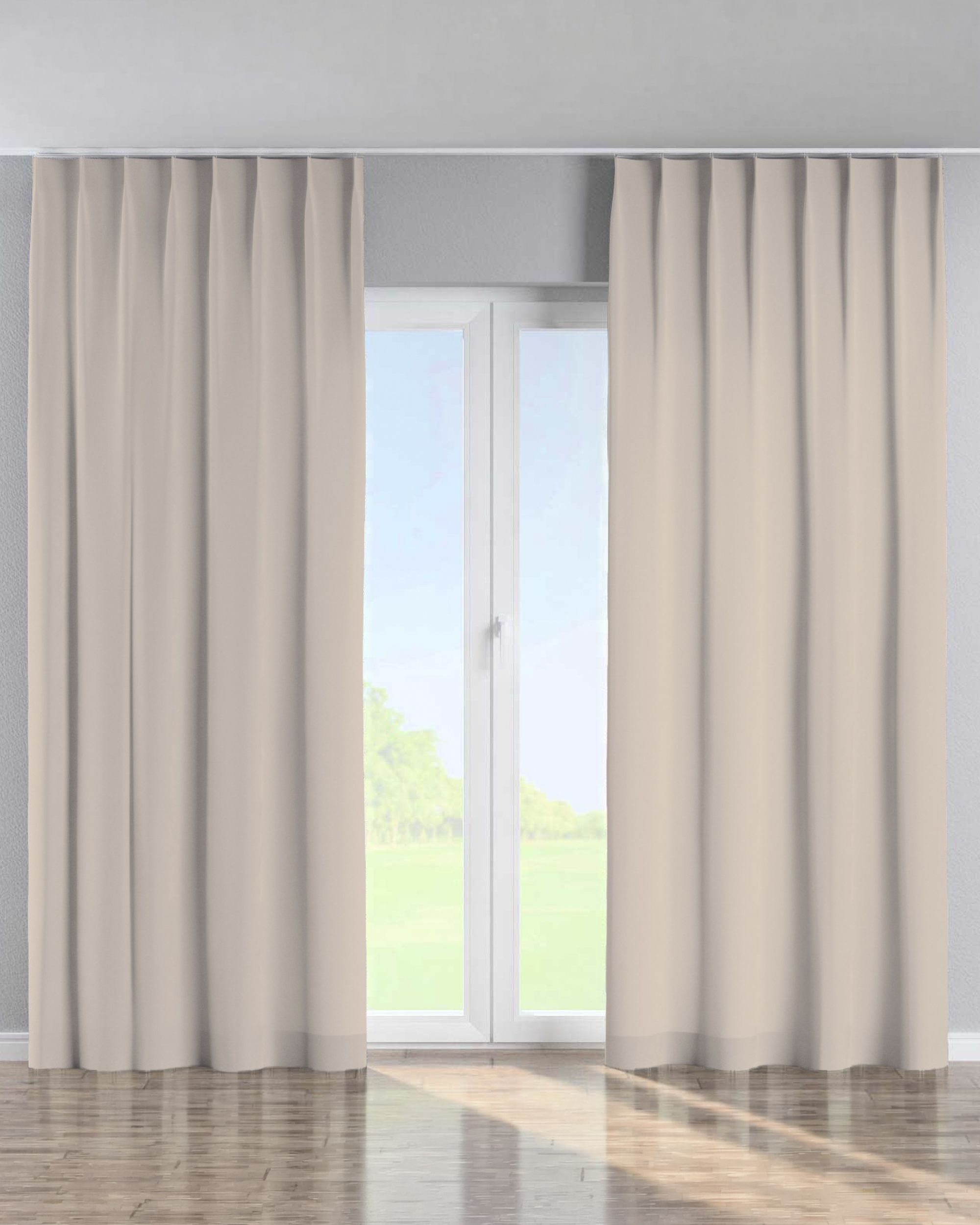 Single pinch pleat curtain colour beige