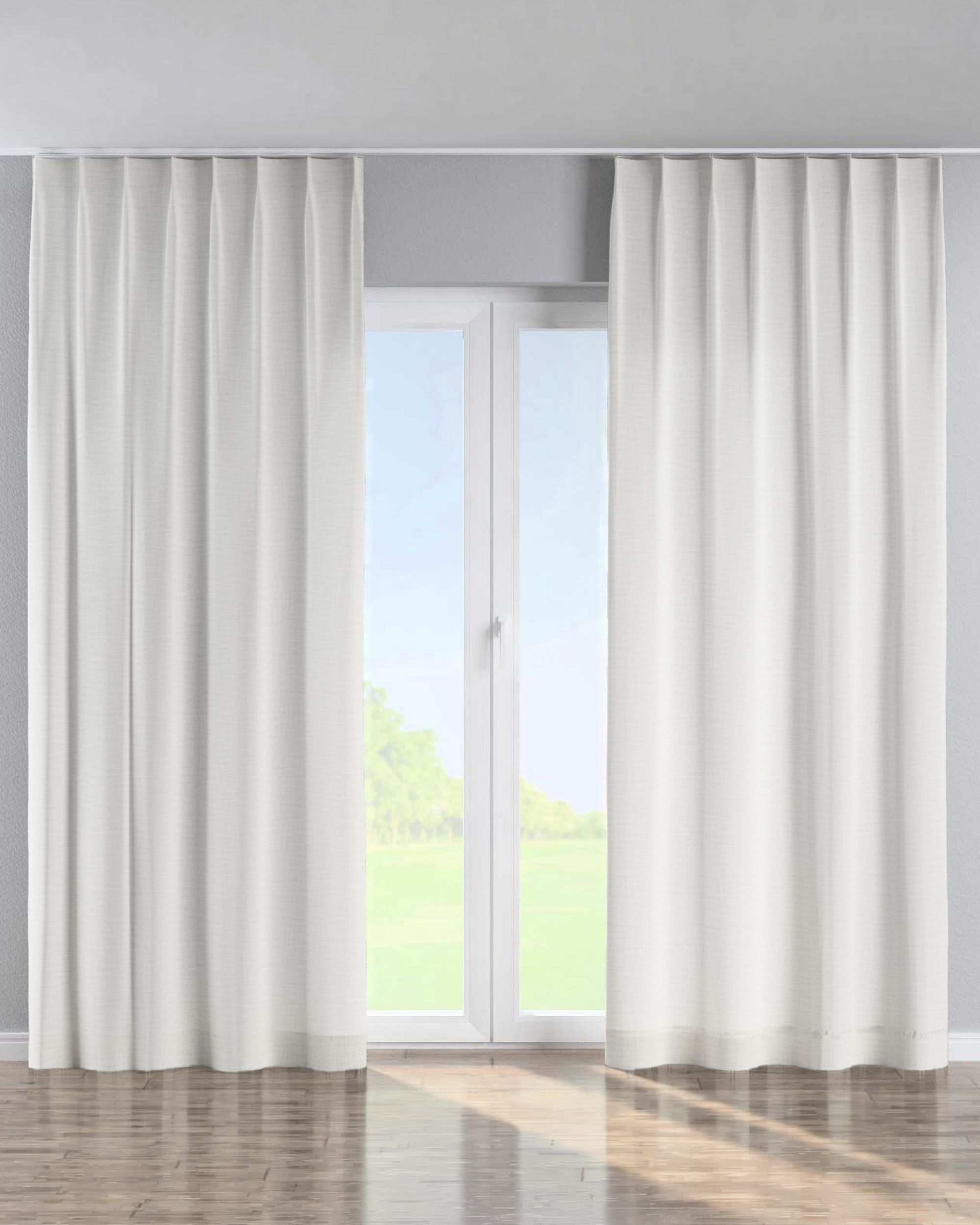 Single pinch pleat curtain colour cream fabric structured