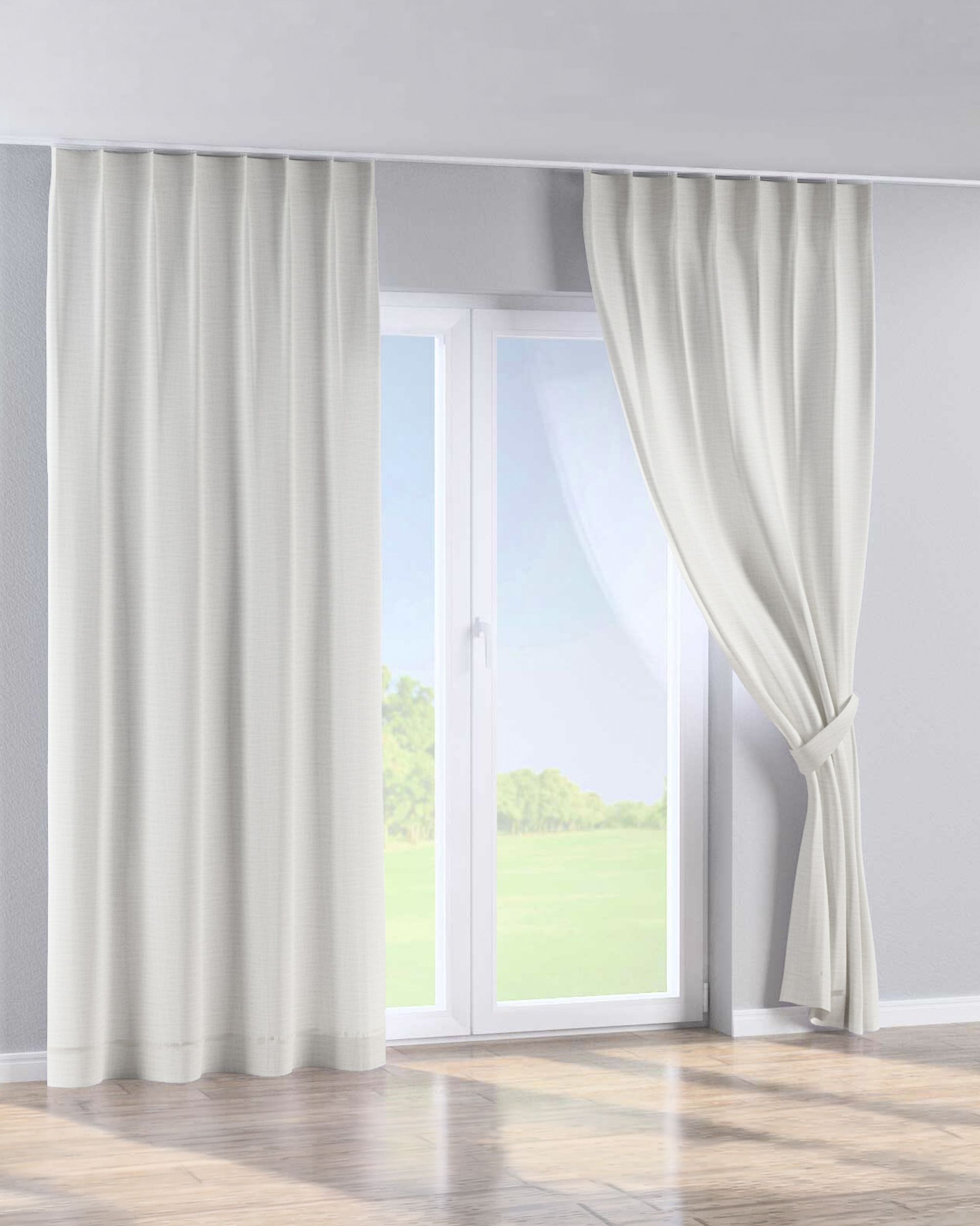 Single pinch pleat curtain colour cream fabric structured (hover)