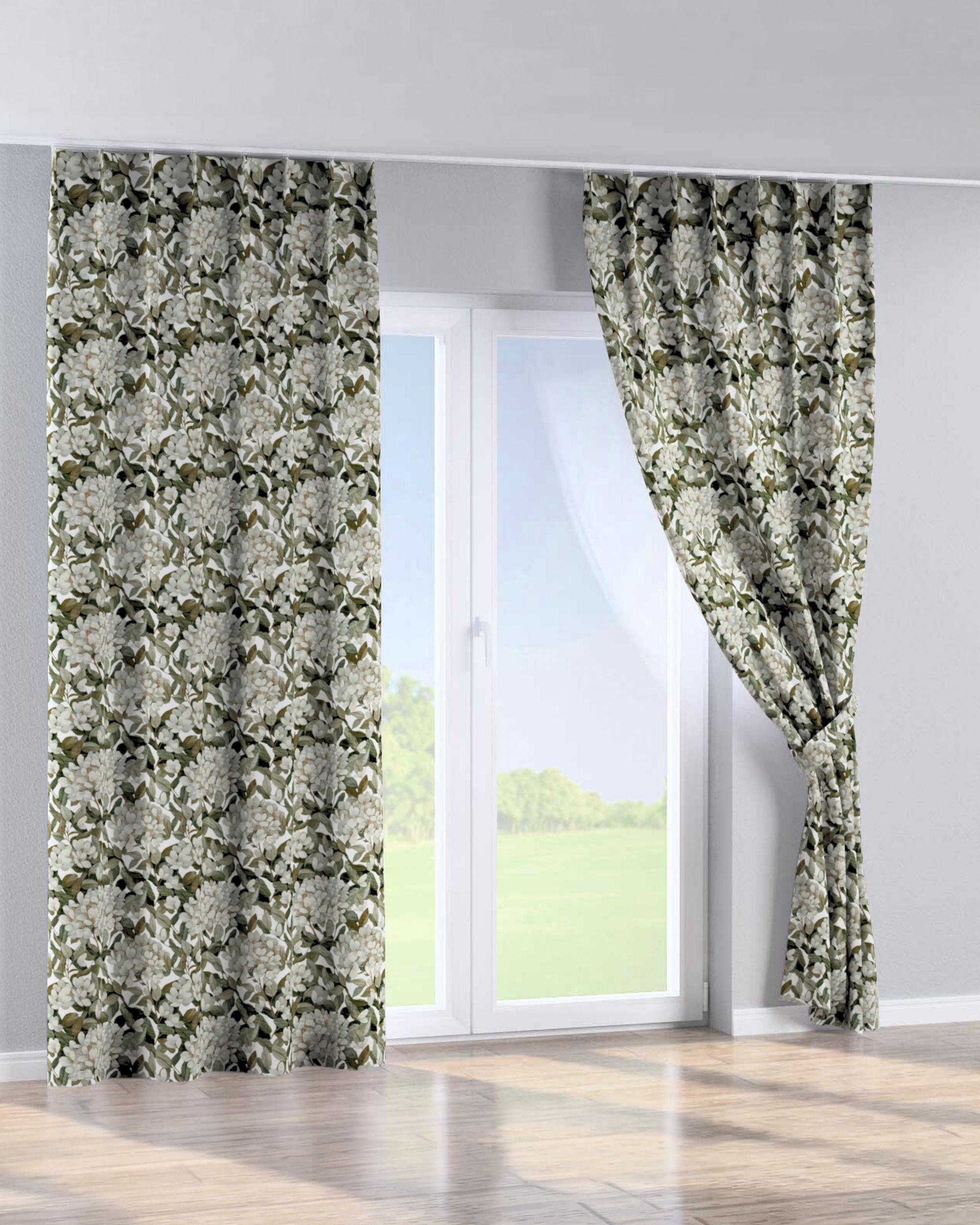 Single pinch pleat curtain colour multicolour fabric structured, patterned (hover)