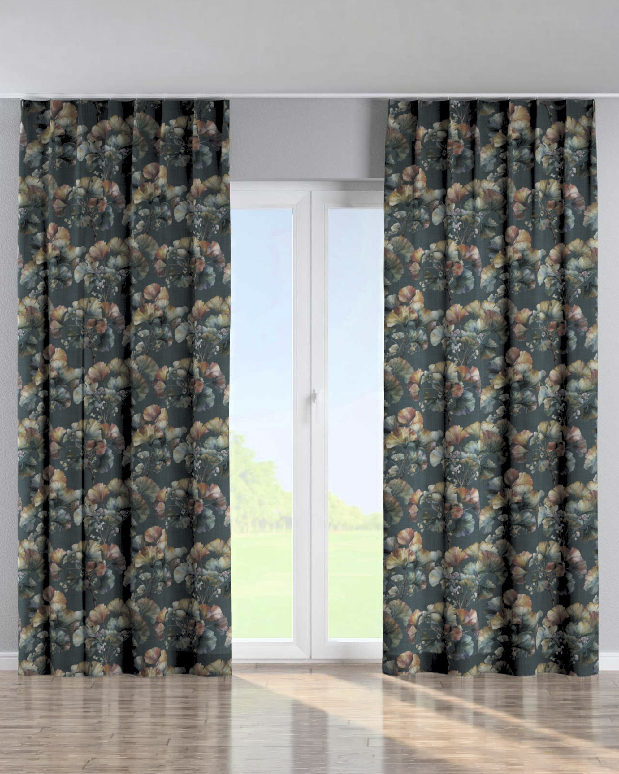 Single pinch pleat curtain colour multicolour fabric structured, patterned