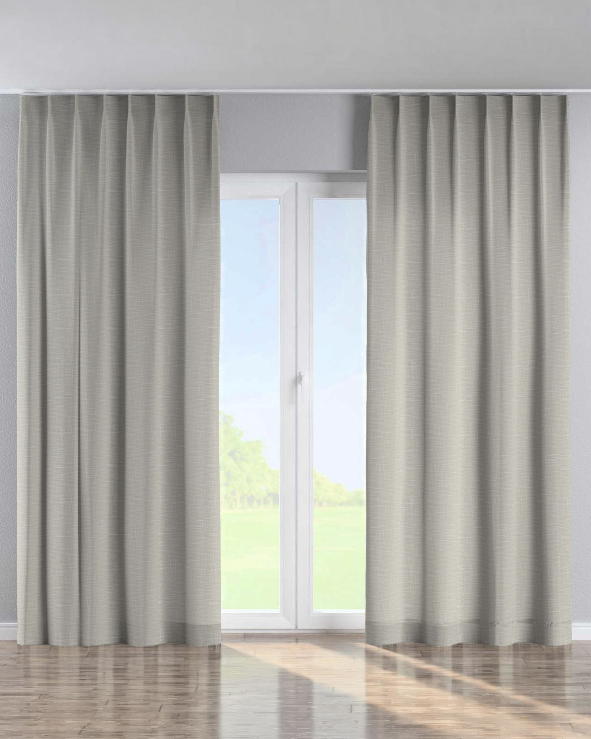 Single pinch pleat curtain colour beige fabric structured
