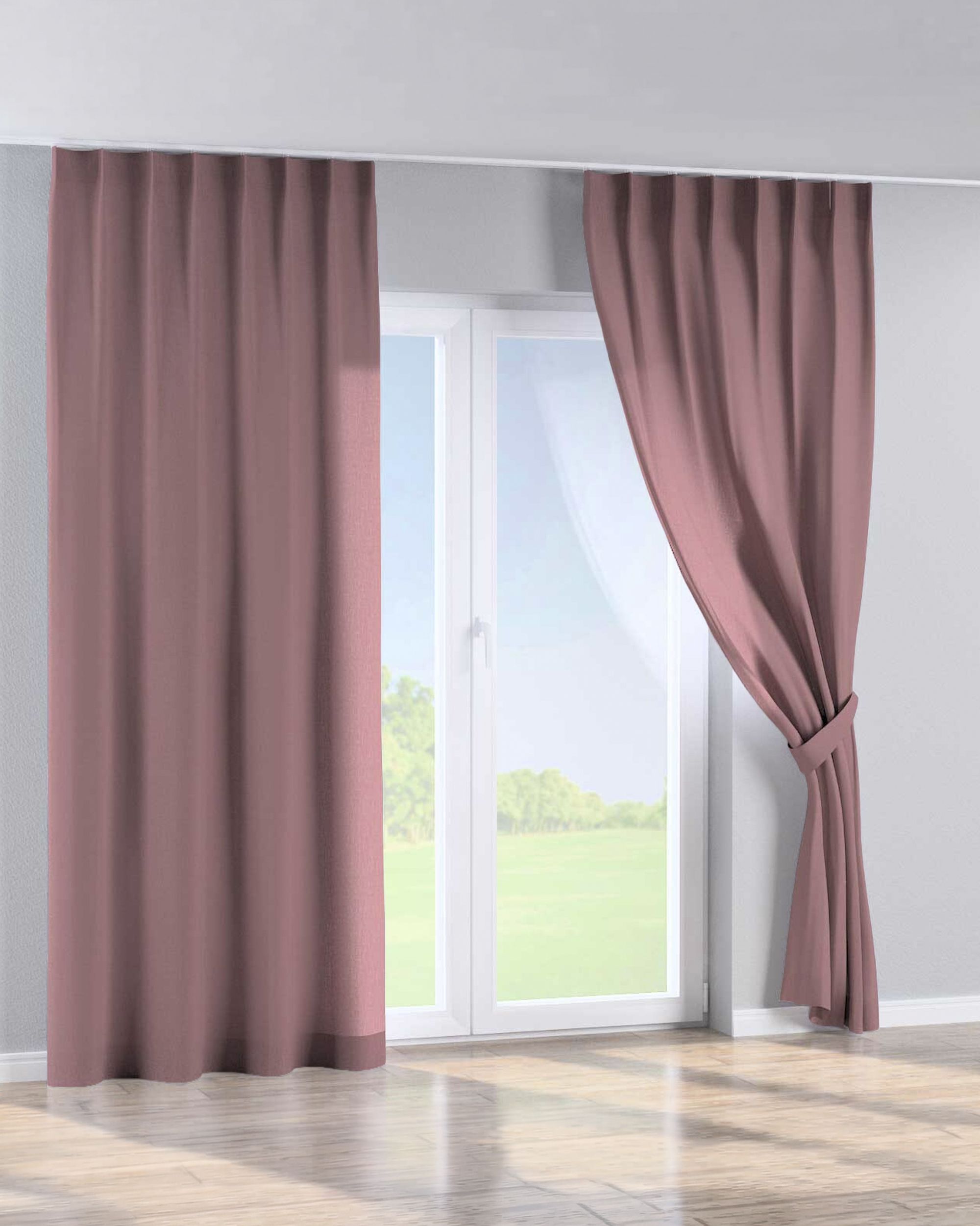Single pinch pleat curtain colour pink fabric semi-sheer, structured (hover)