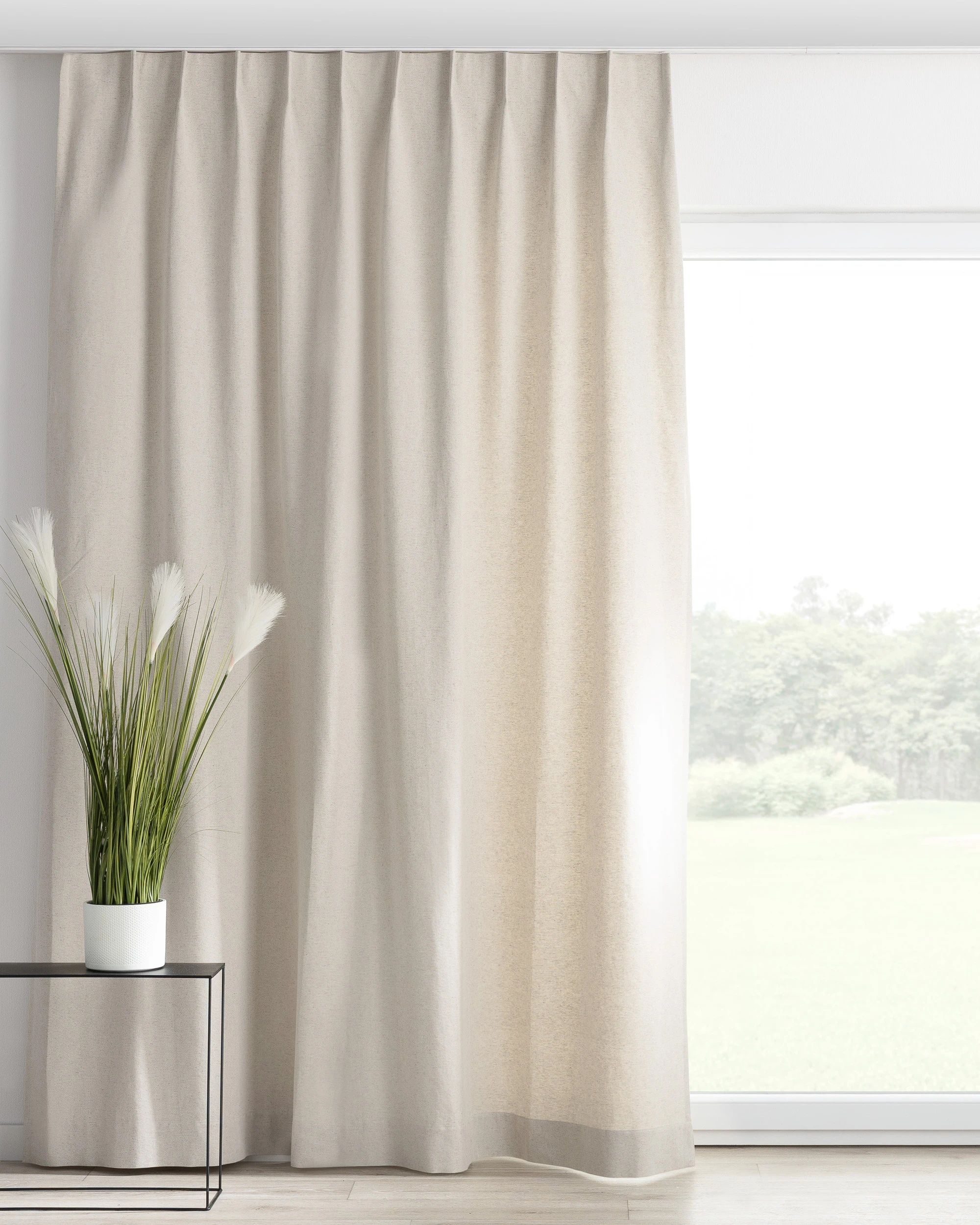 Single pinch pleat curtain colour beige fabric structured
