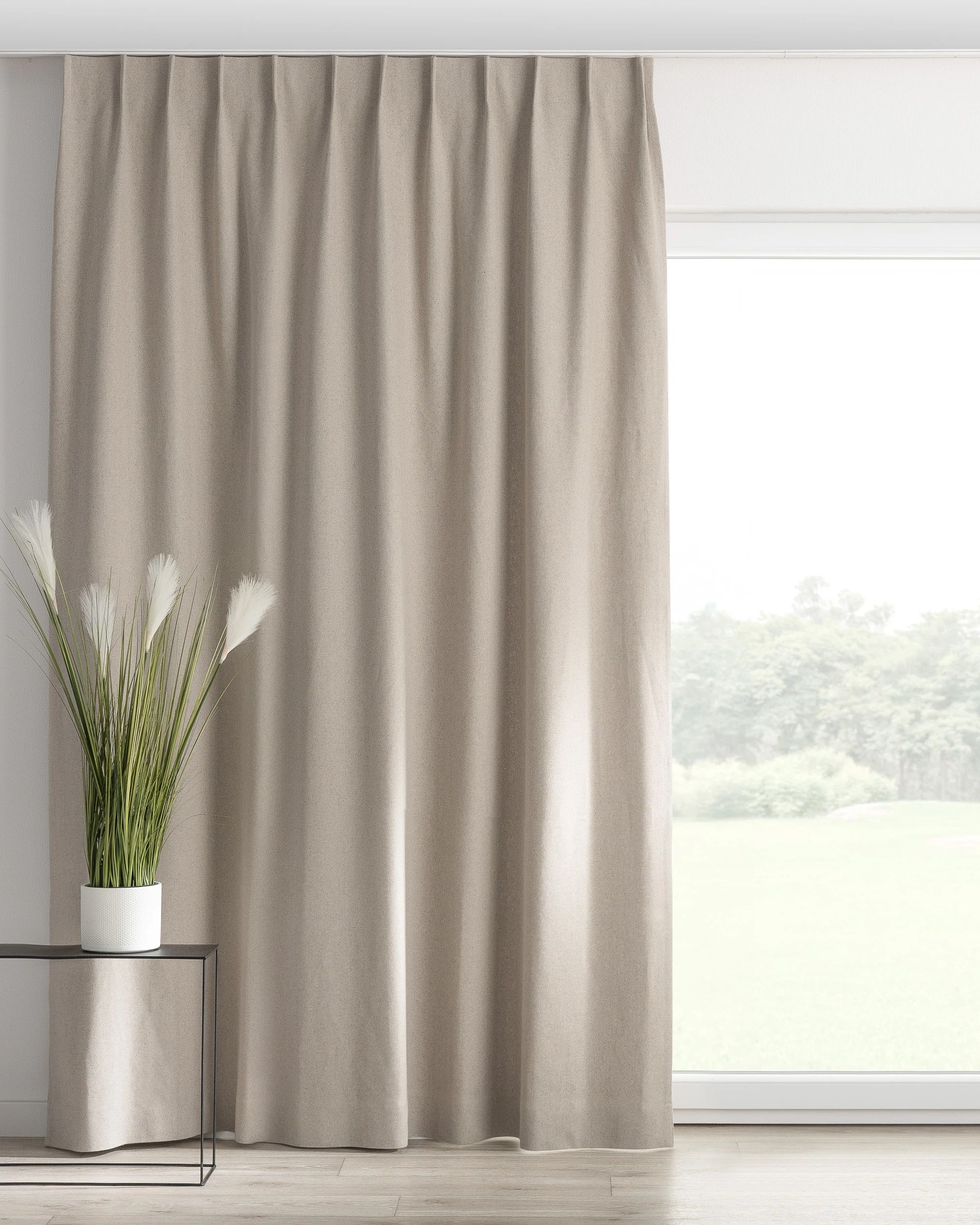 Single pinch pleat curtain colour beige fabric structured