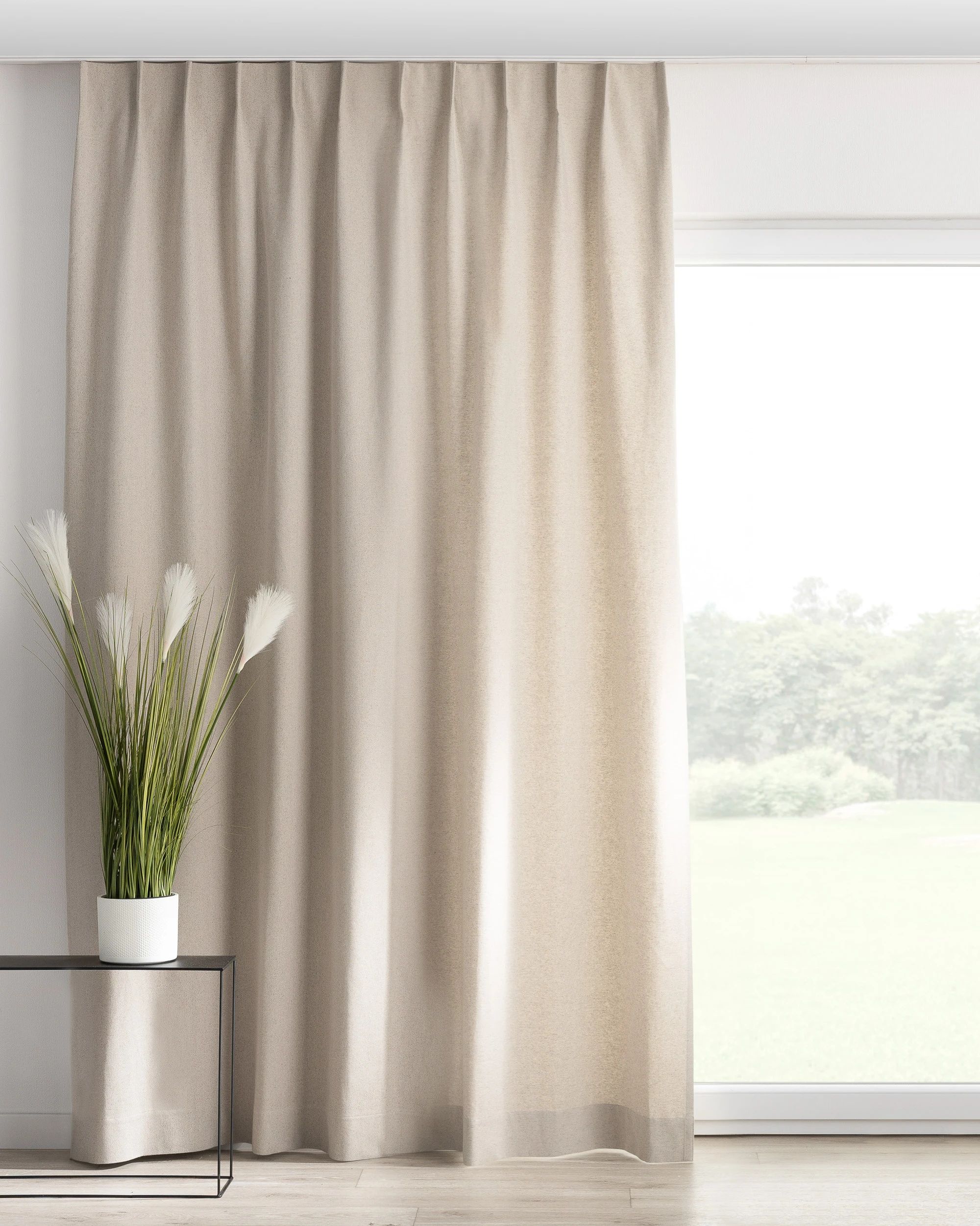 Single pinch pleat curtain colour beige fabric structured