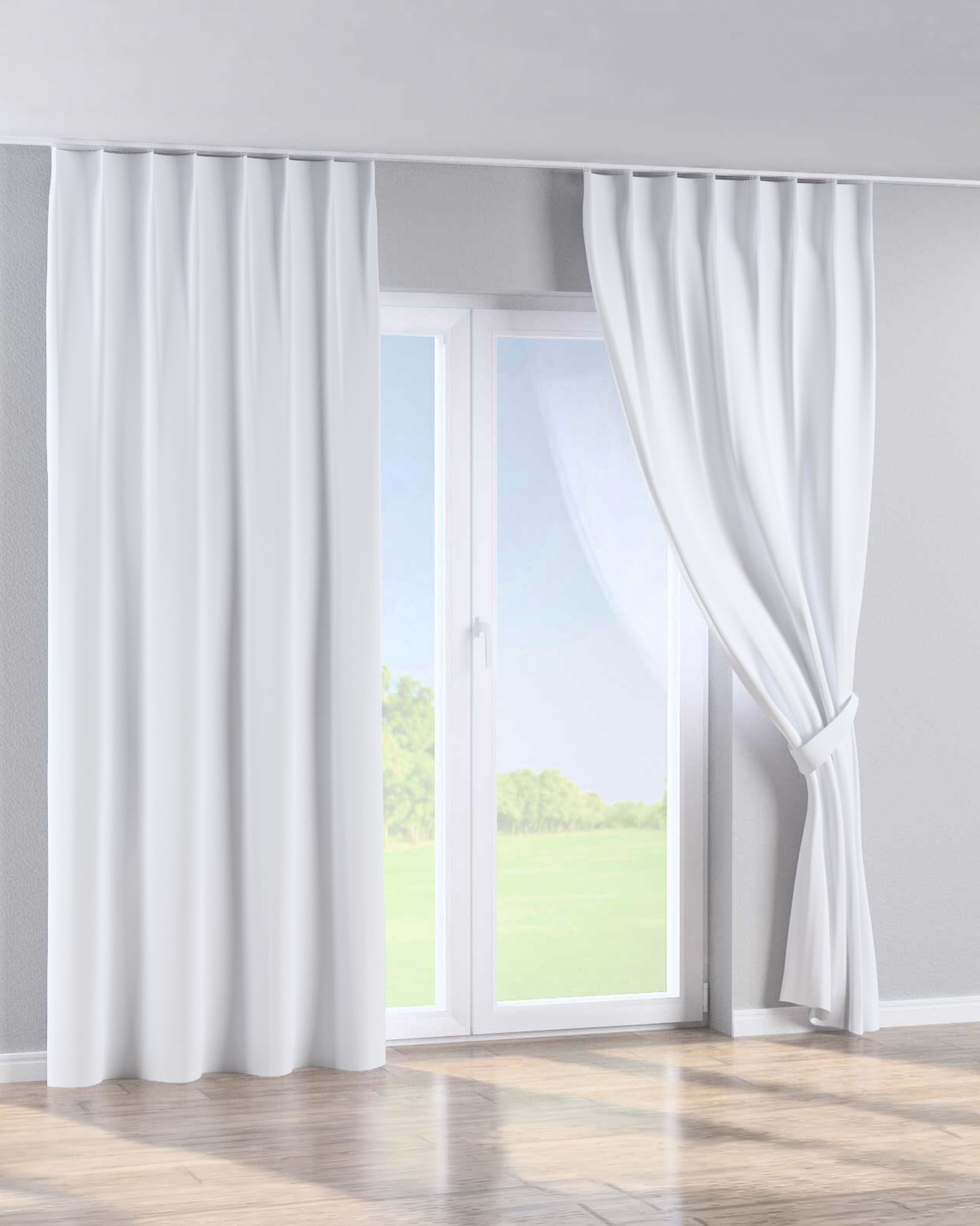 Single pinch pleat curtain colour white fabric blackout (hover)