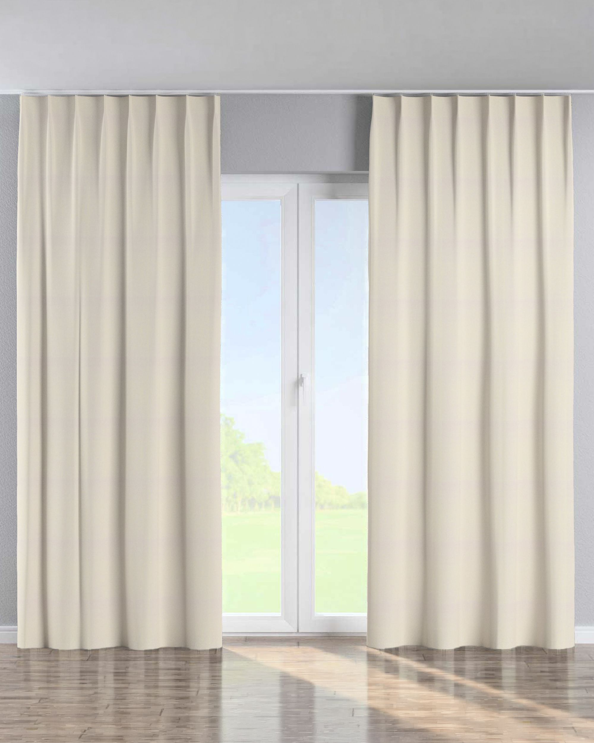 Single pinch pleat curtain colour beige fabric blackout