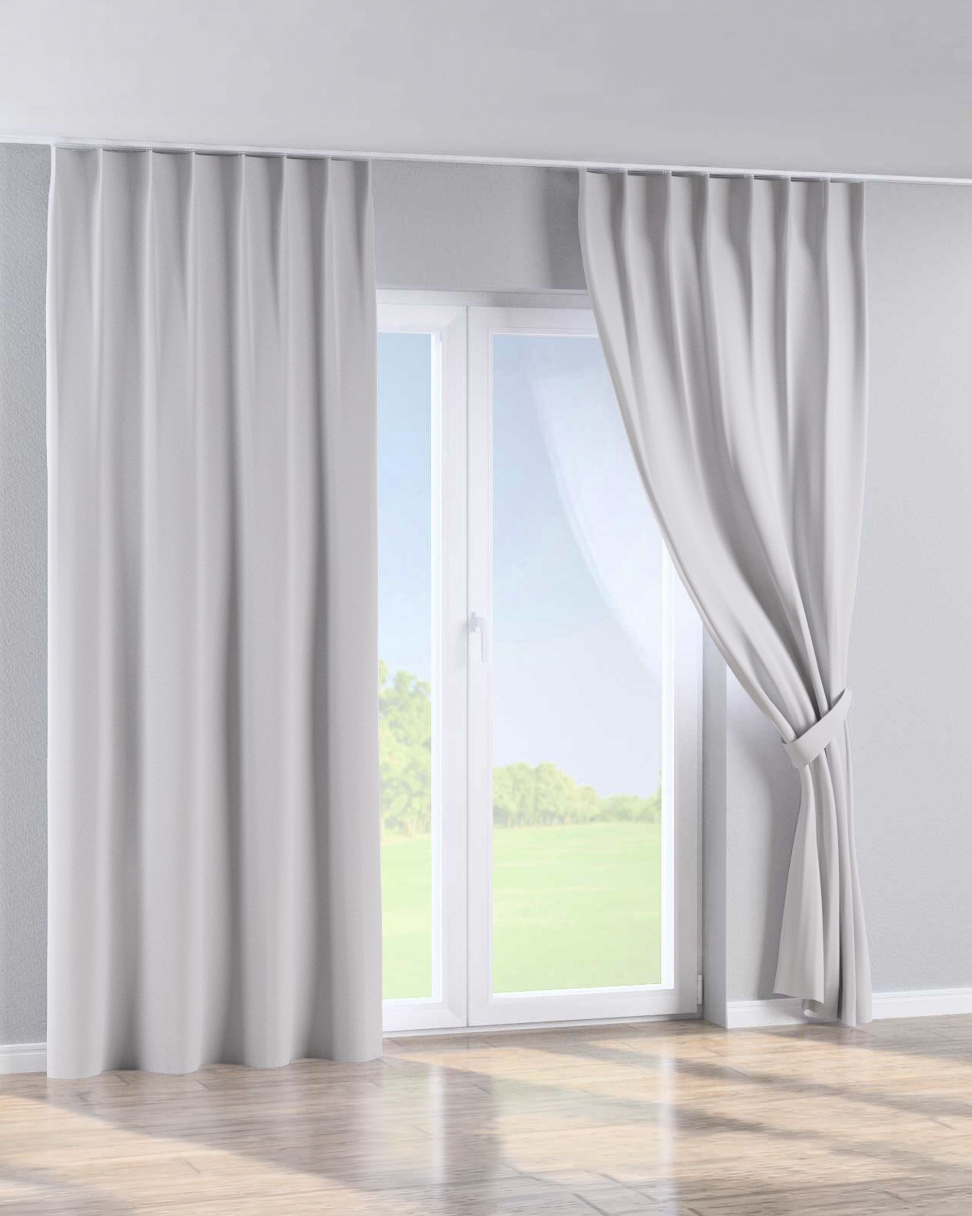 Single pinch pleat curtain colour grey fabric blackout (hover)