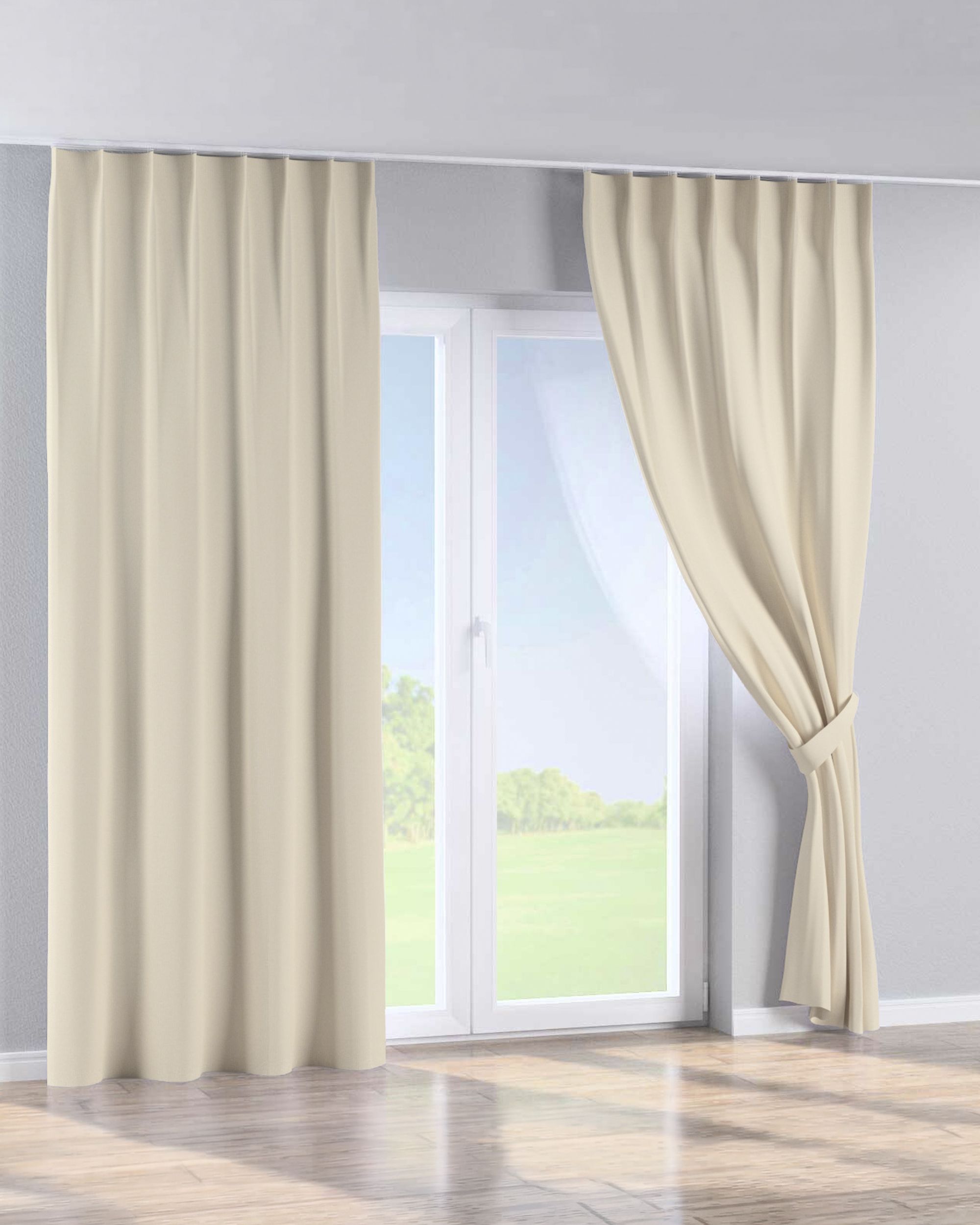 Single pinch pleat curtain colour beige fabric blackout (hover)