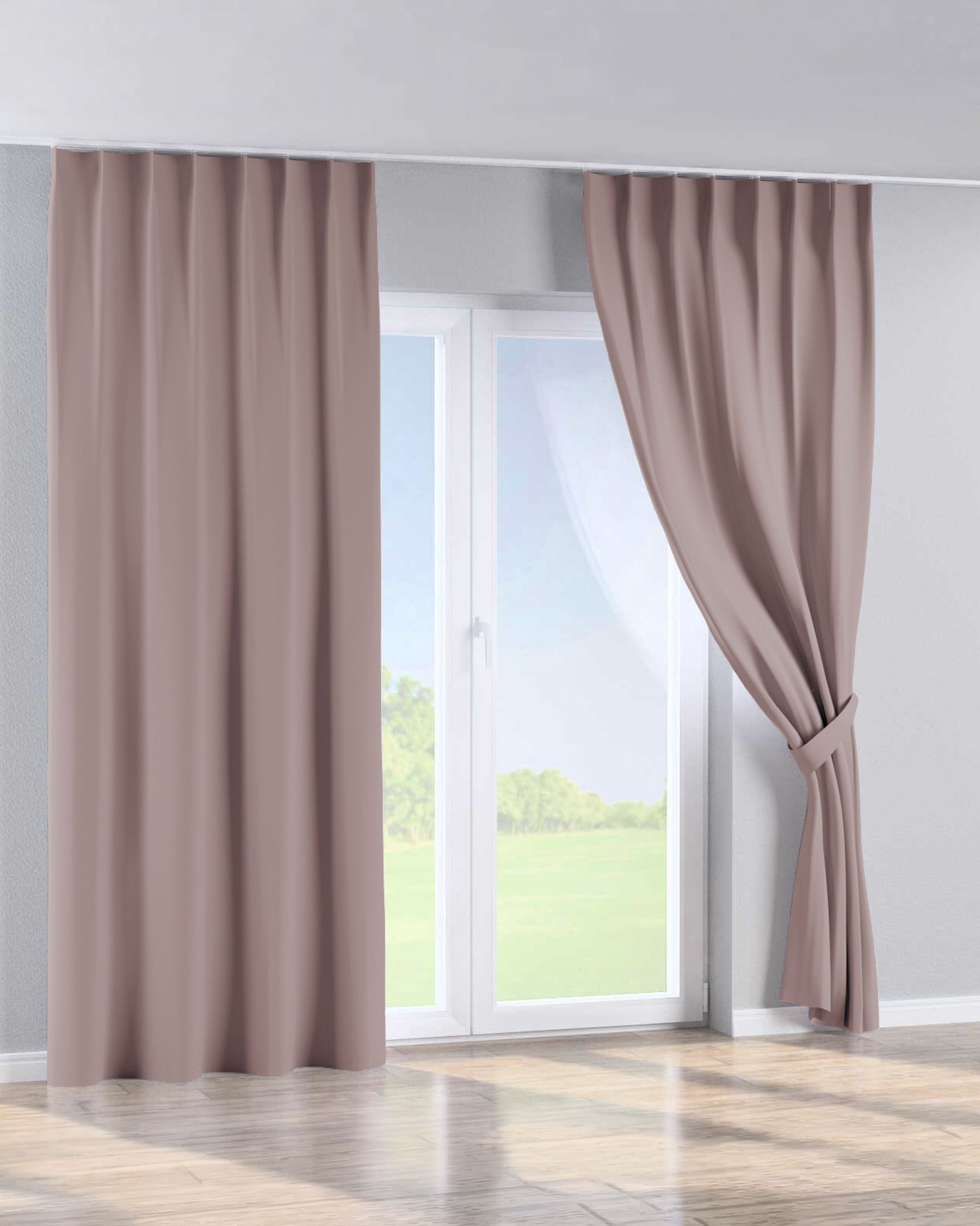 Single pinch pleat curtain colour pink fabric blackout (hover)