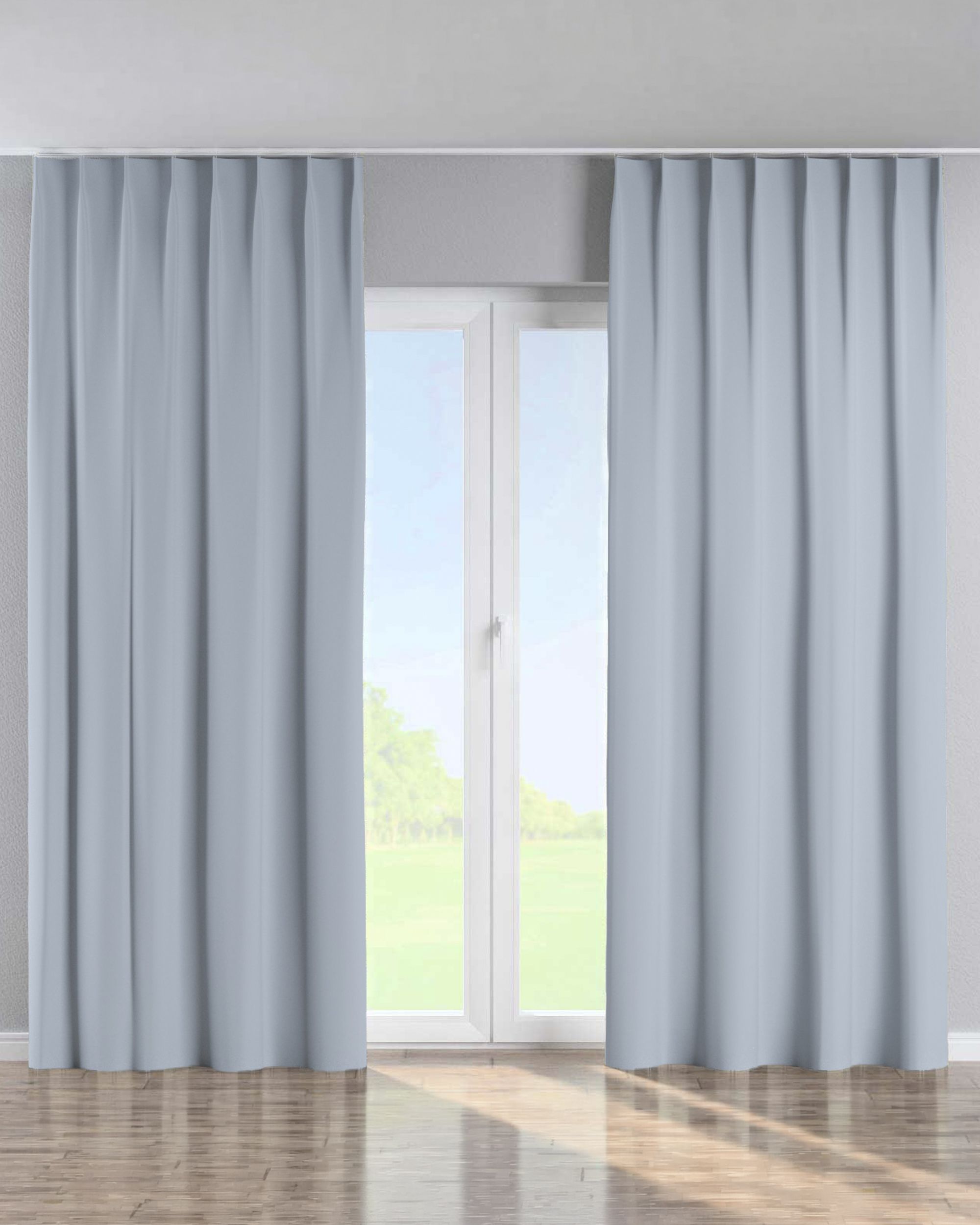Single pinch pleat curtain colour grey fabric blackout