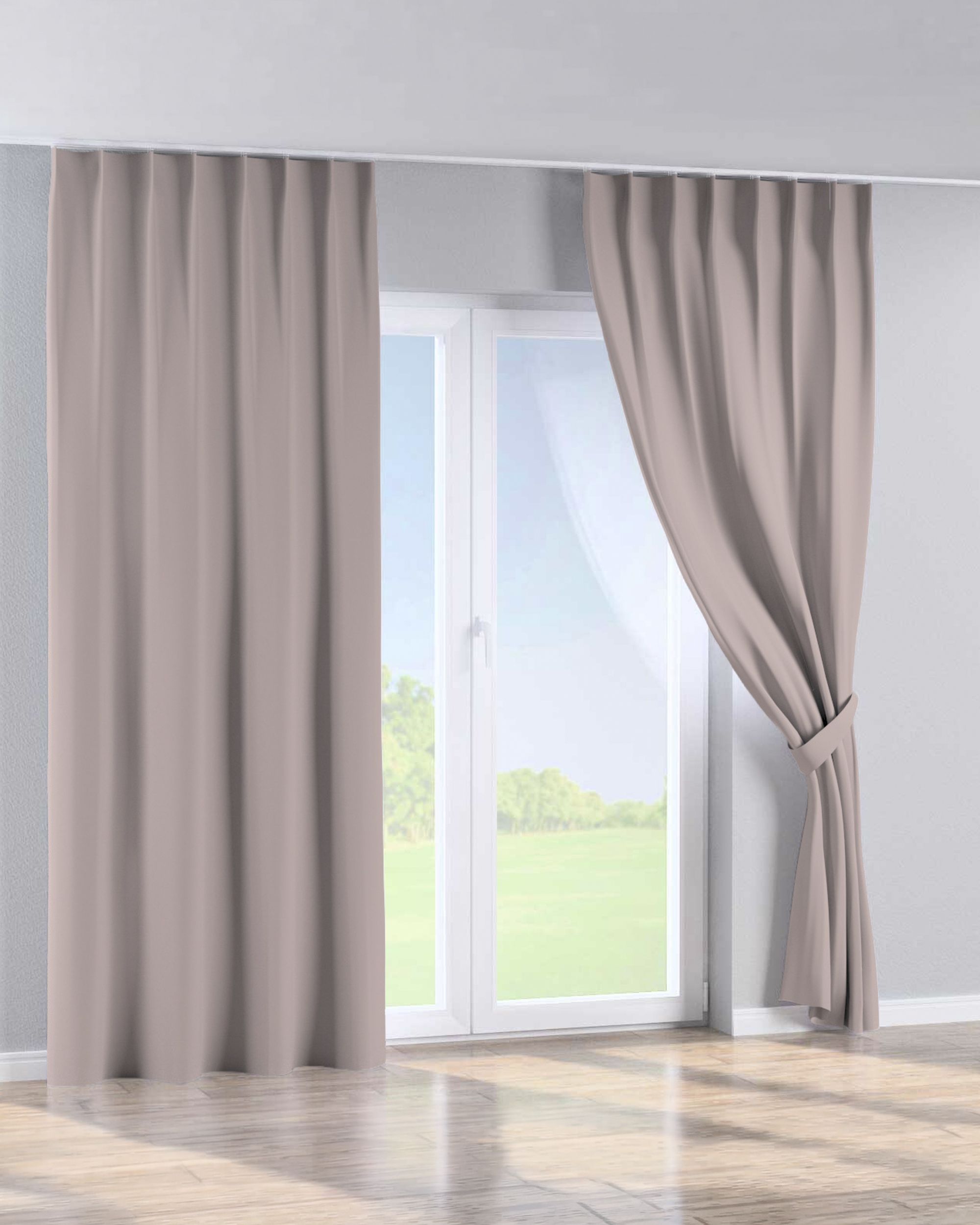 Single pinch pleat curtain colour beige fabric blackout (hover)