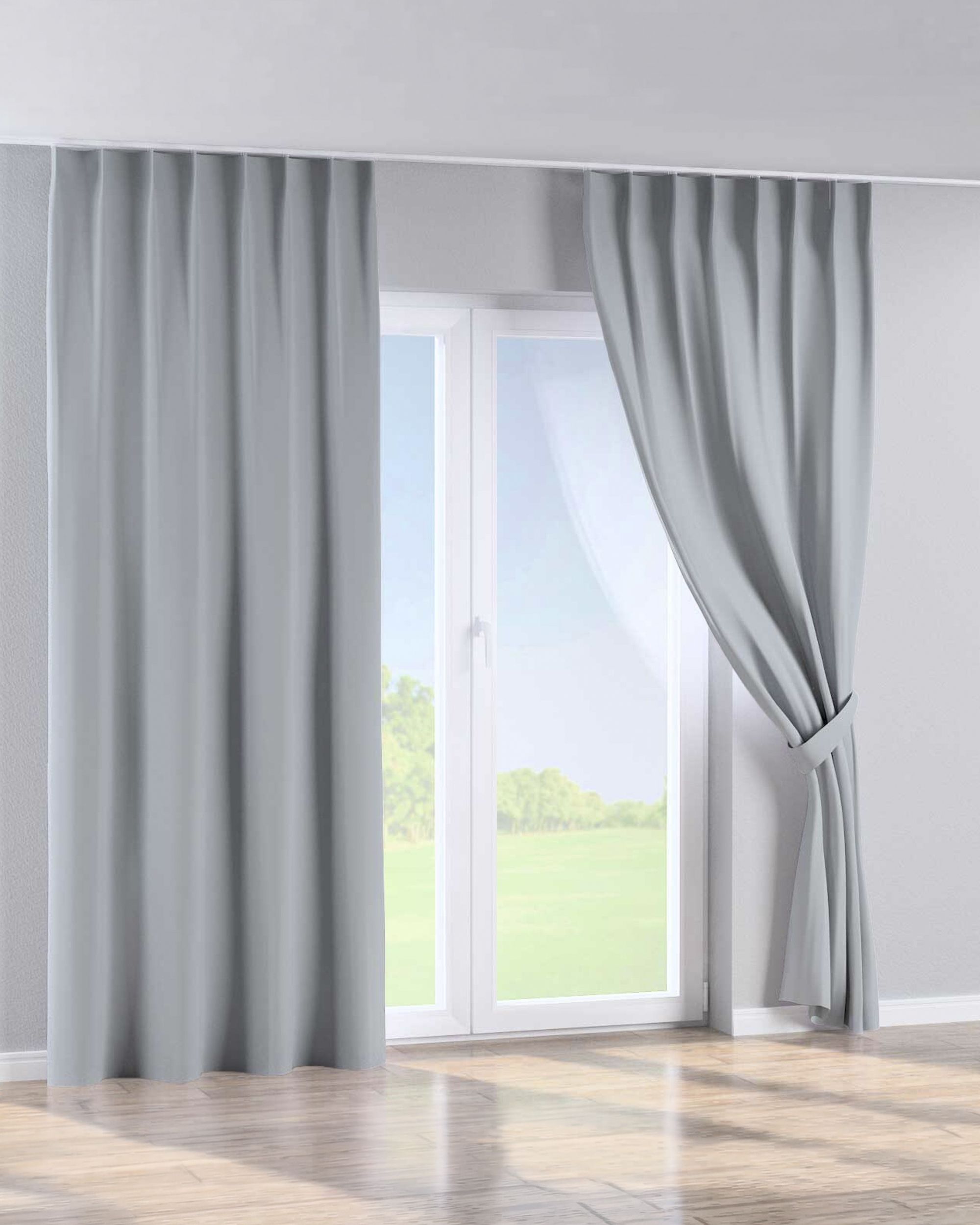 Single pinch pleat curtain colour grey fabric blackout (hover)