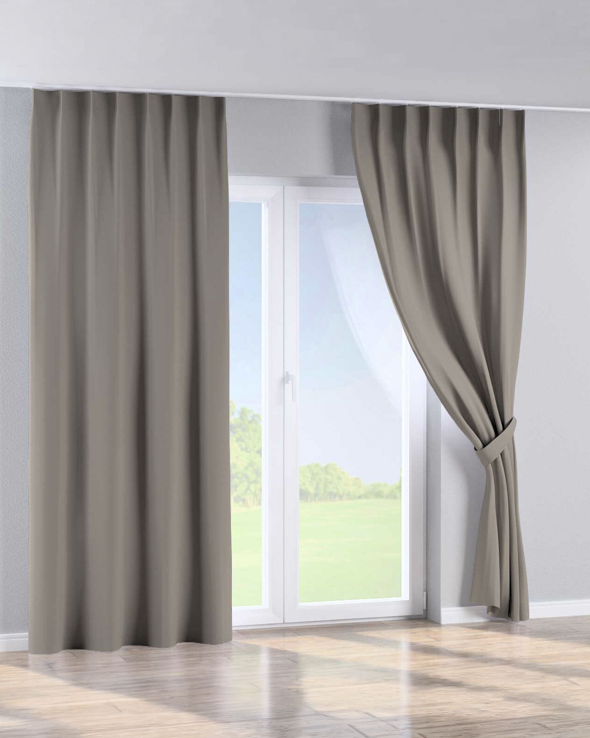 Single pinch pleat curtain colour beige fabric blackout (hover)