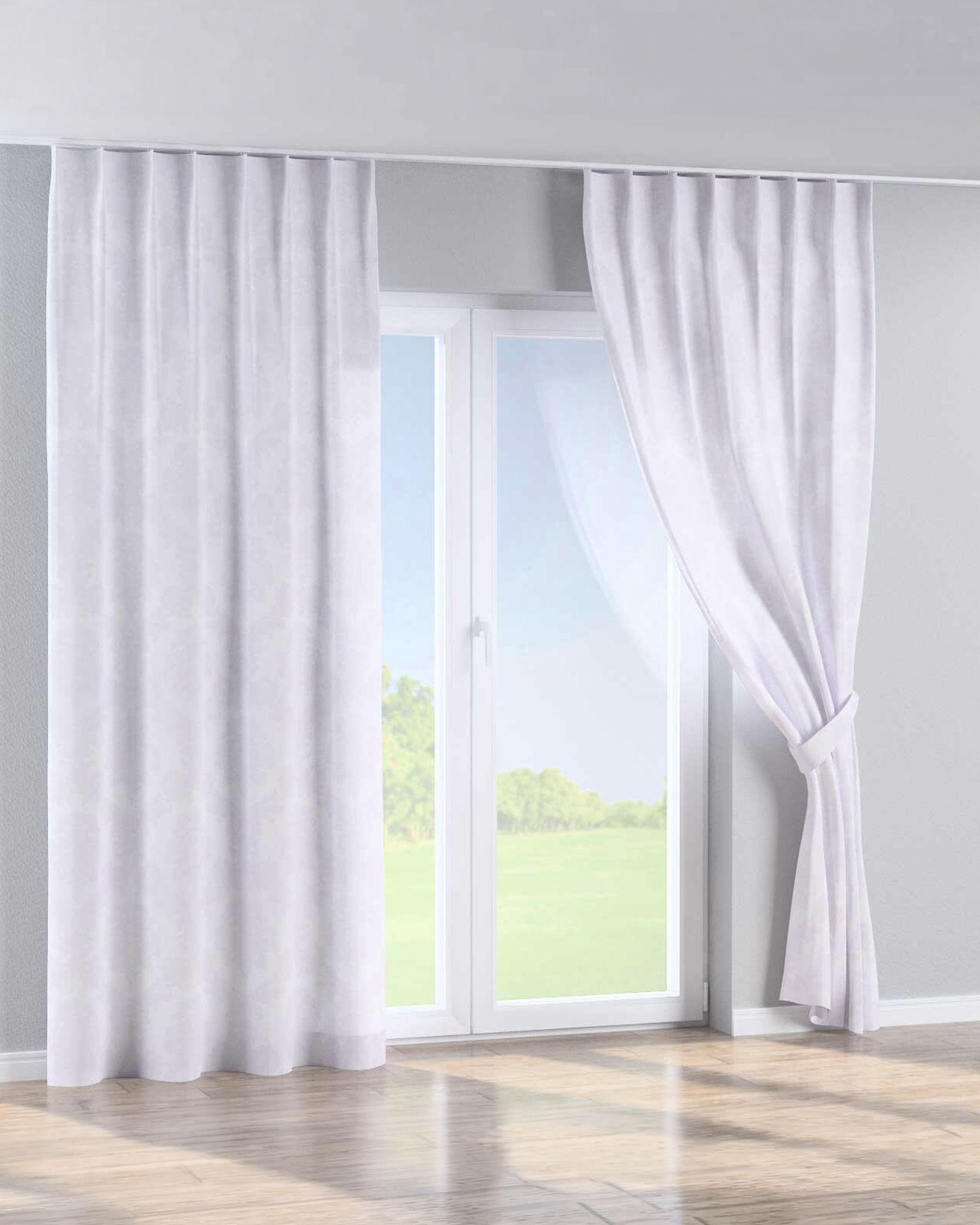 Single pinch pleat curtain colour white fabric gloss, structured, patterned (hover)