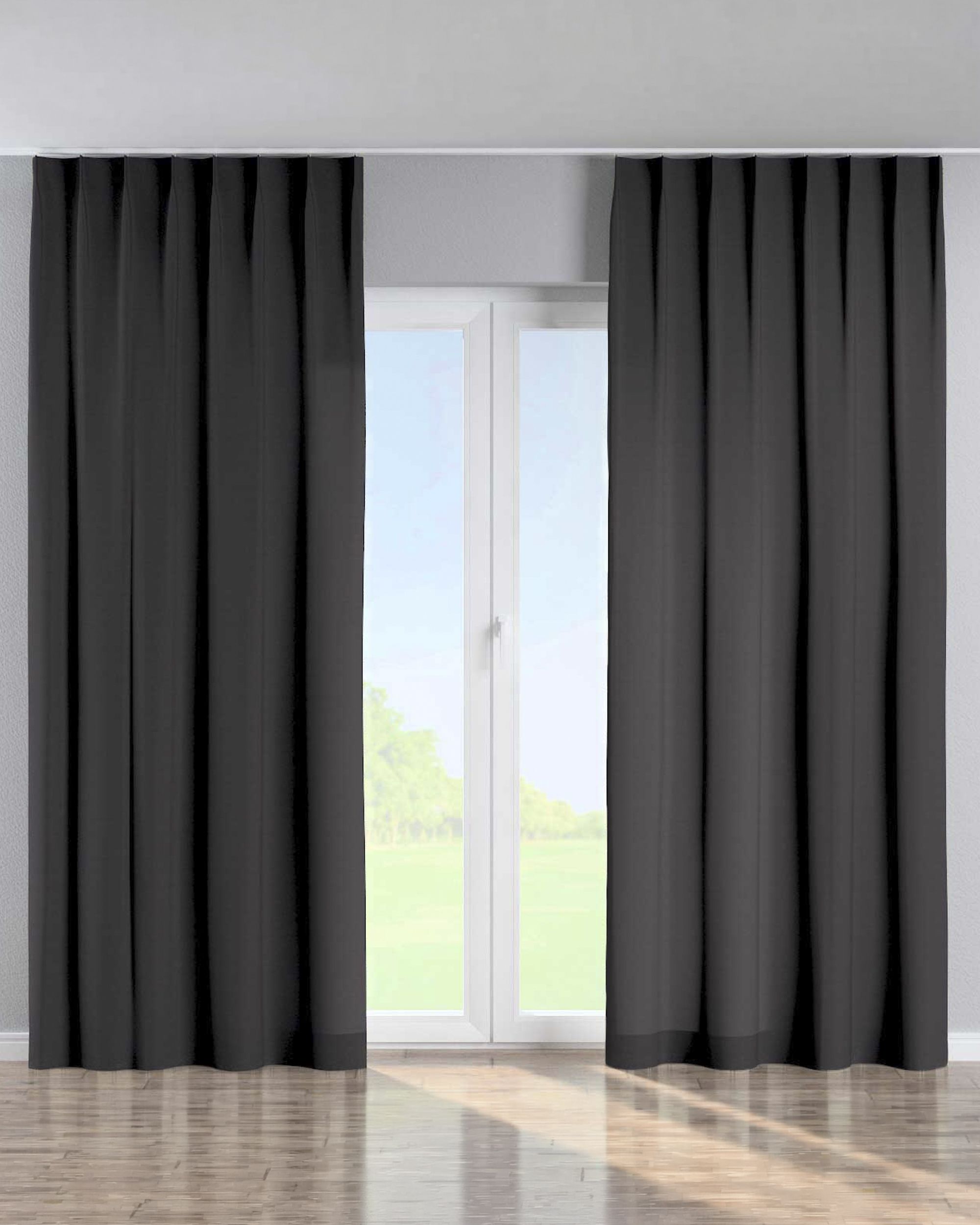 Single pinch pleat curtain colour grey