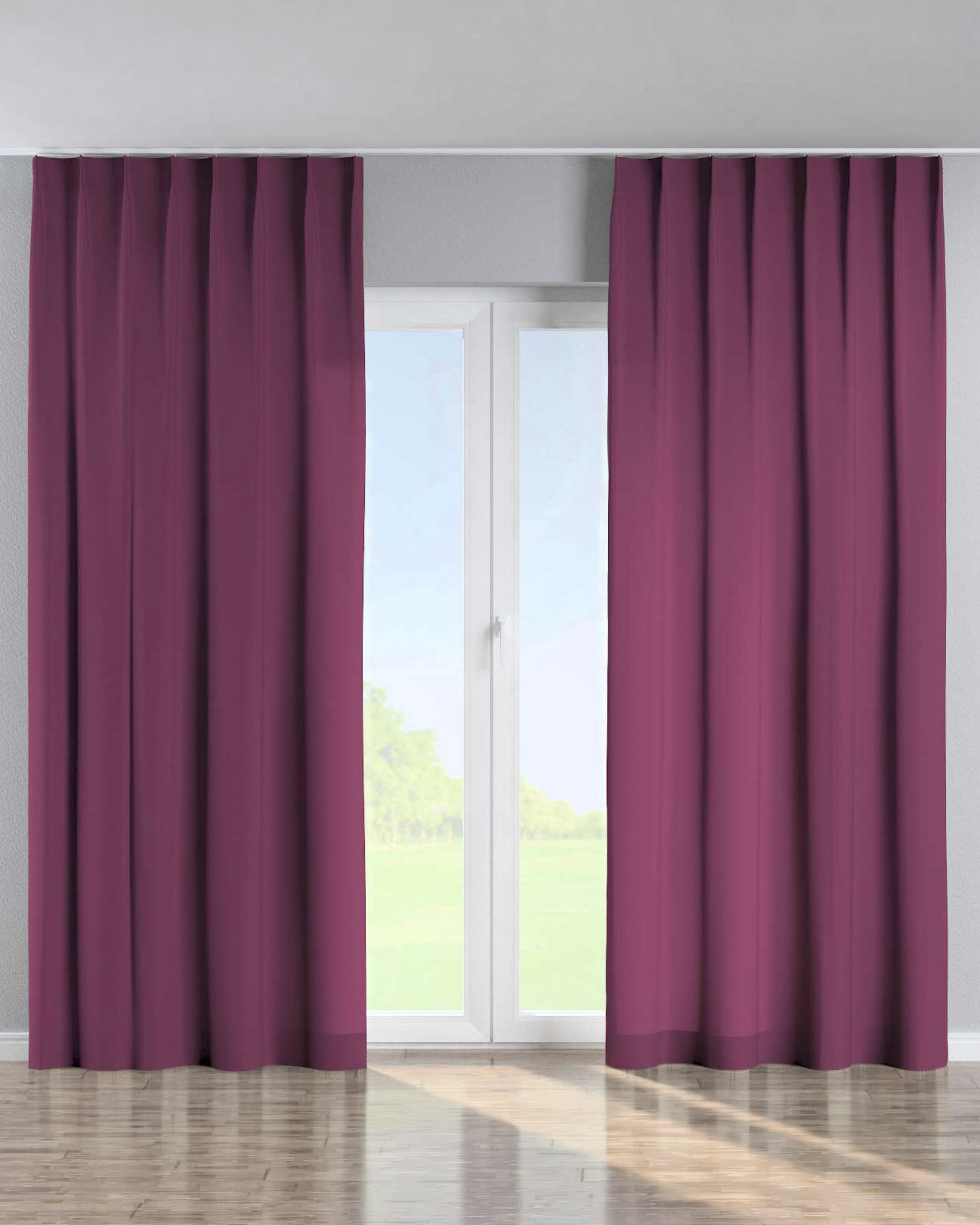 Single pinch pleat curtain colour plum