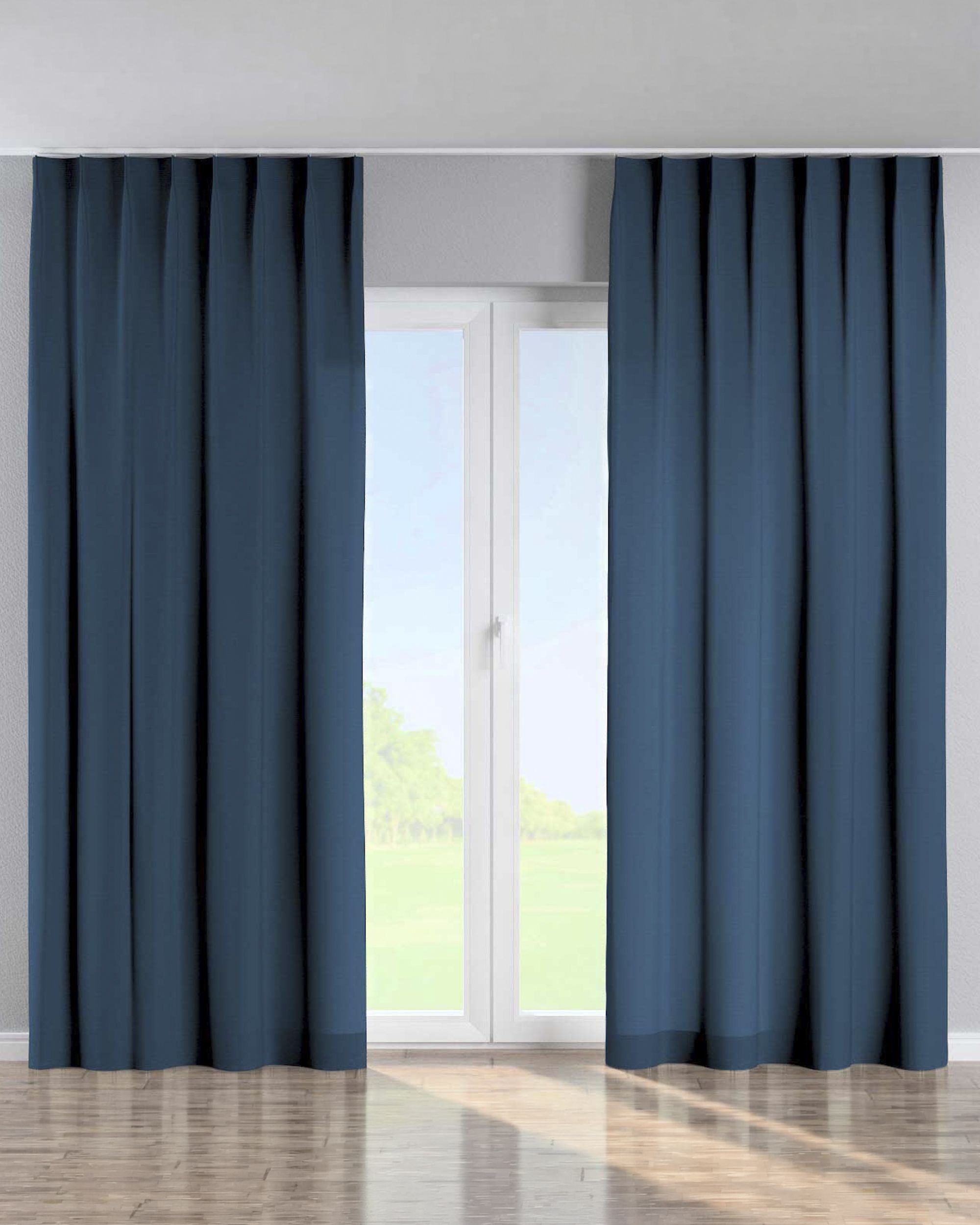 Single pinch pleat curtain colour navy blue