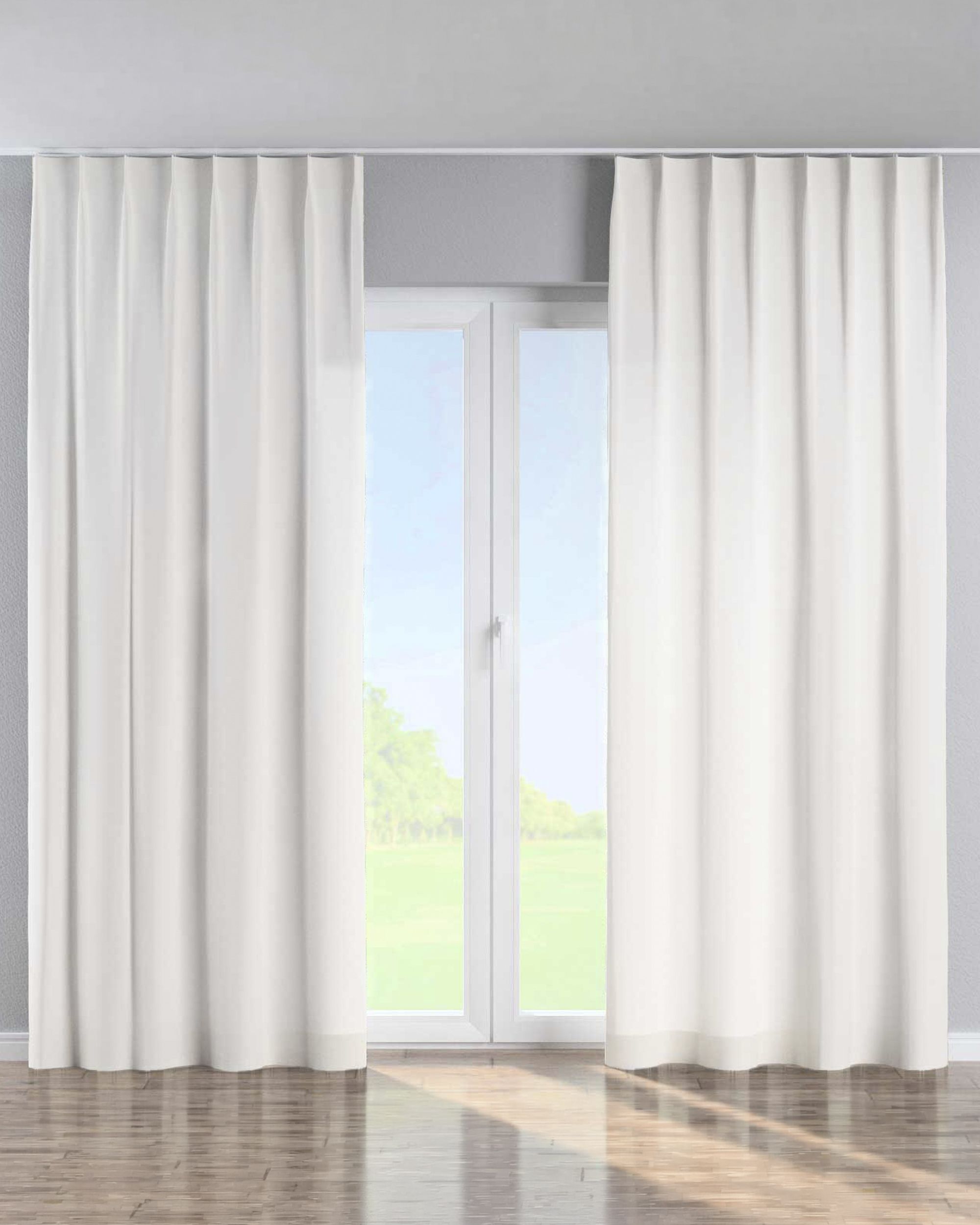 Single pinch pleat curtain colour white