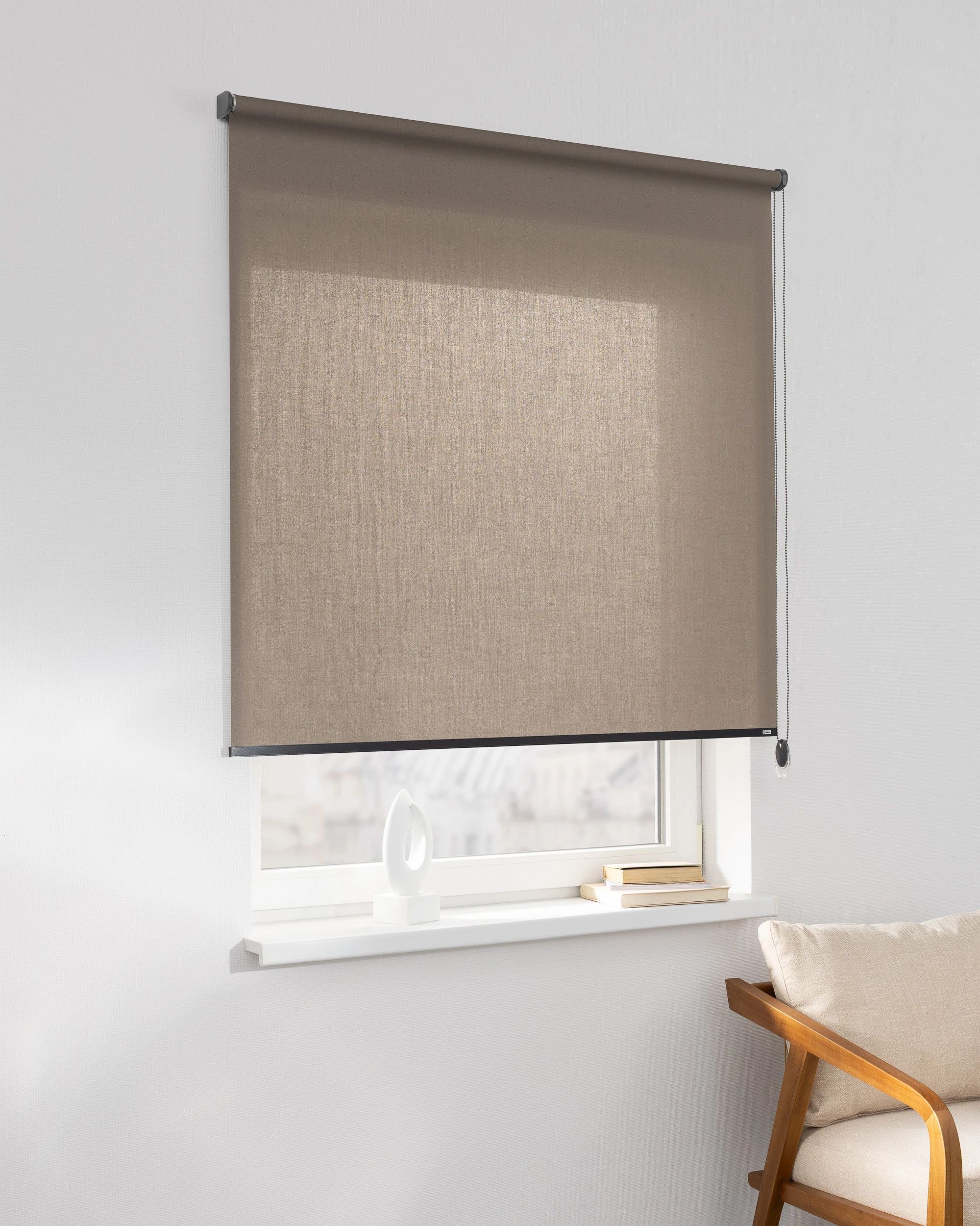 Classic Roller Blind colour brown fabric semi-sheer