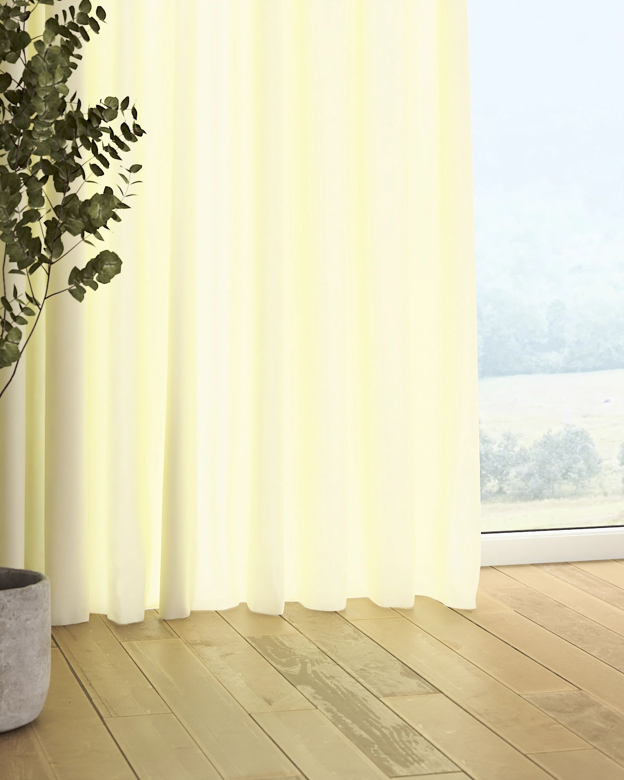 Pencil pleat curtain colour cream fabric semi-sheer, structured (hover)