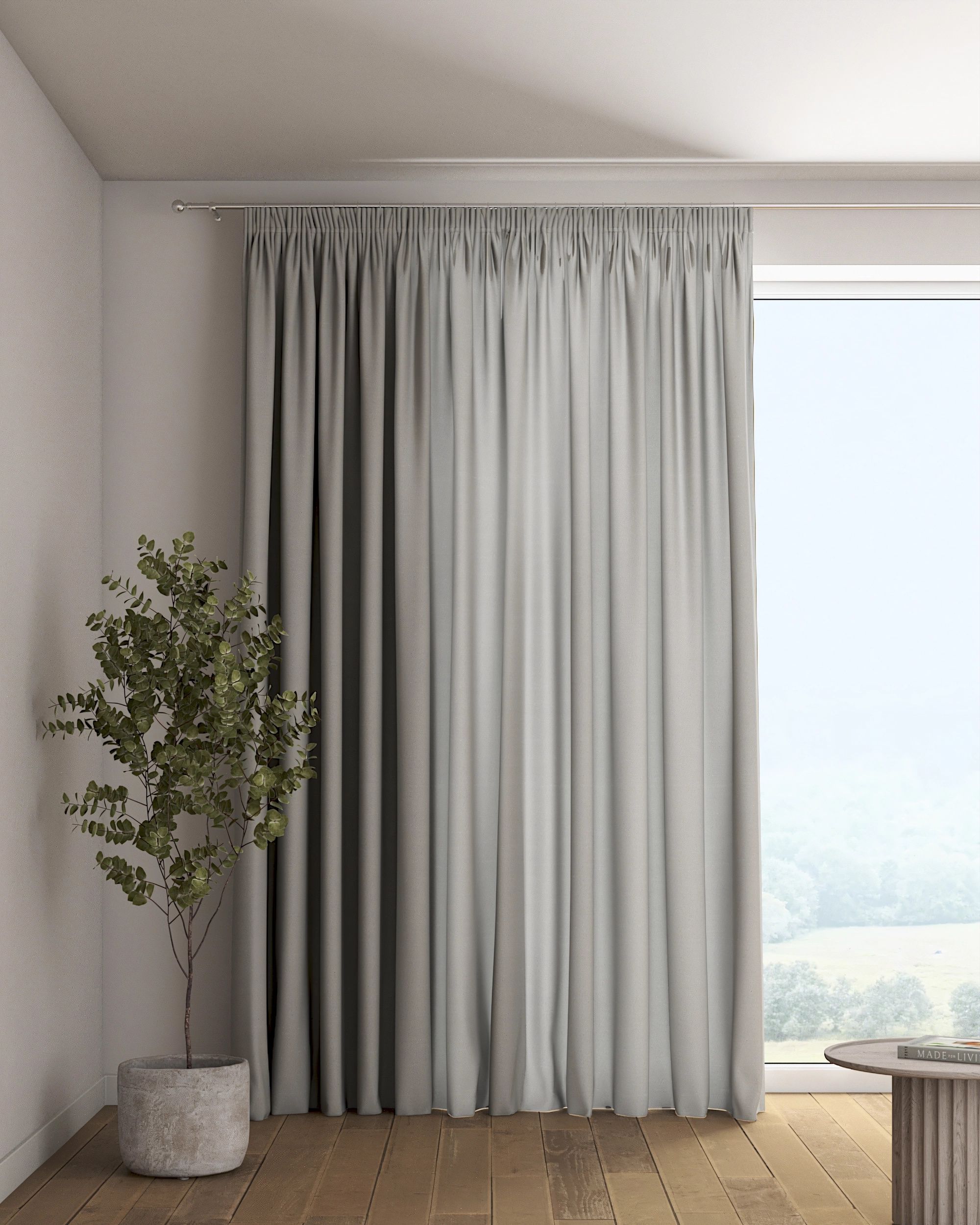 Pencil pleat curtain colour grey