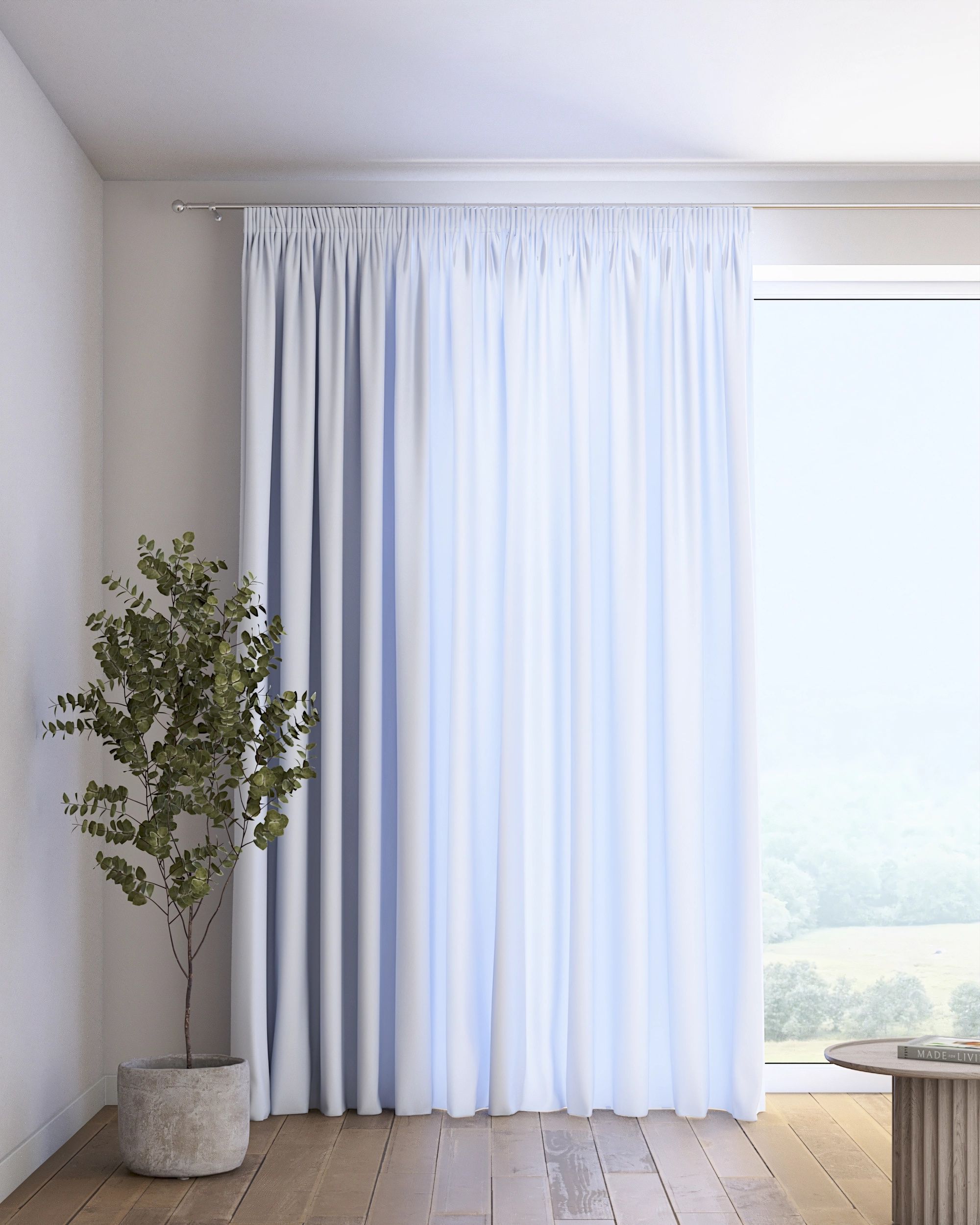 Pencil pleat curtain colour blue