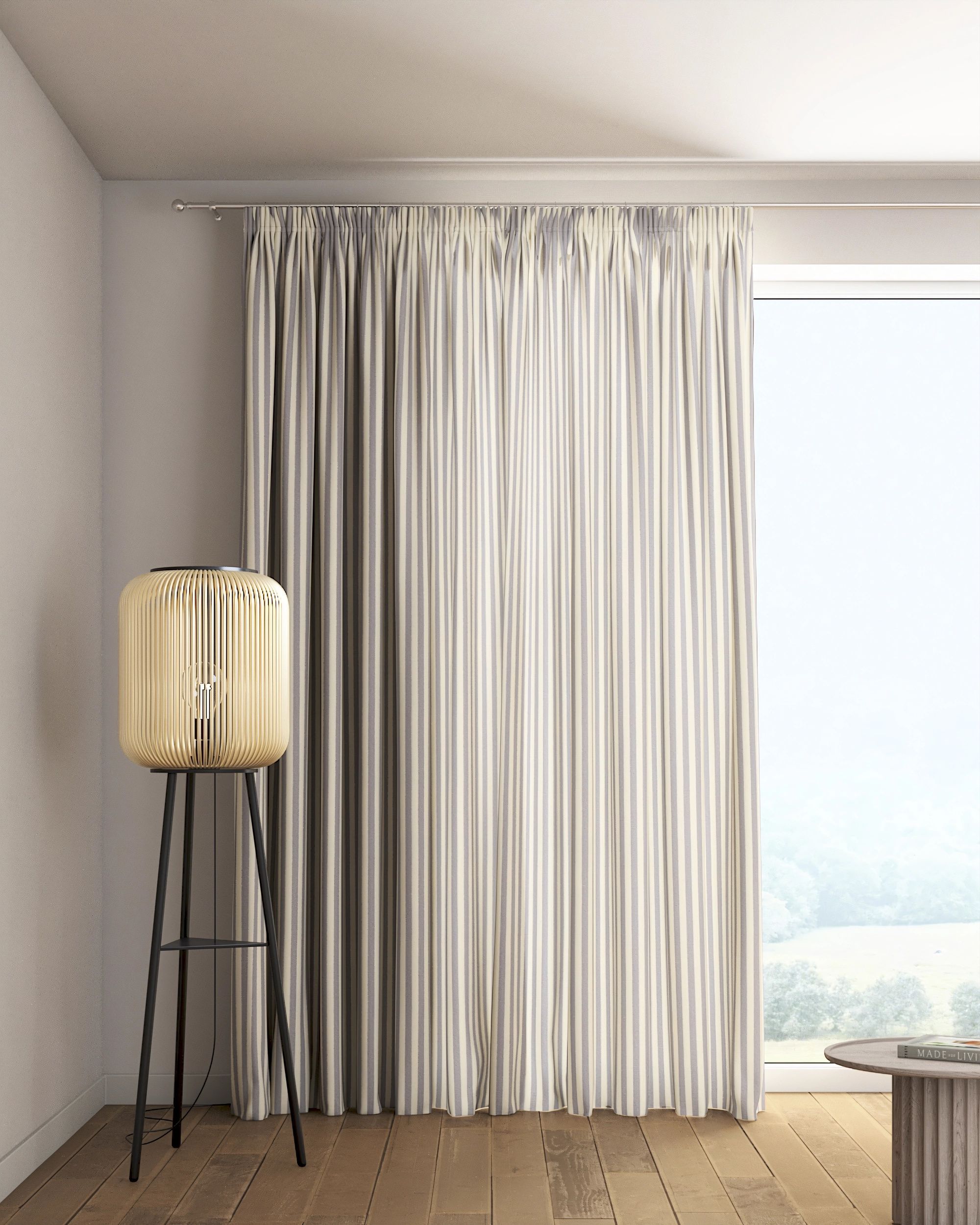 Pencil pleat curtain colour navy blue fabric patterned