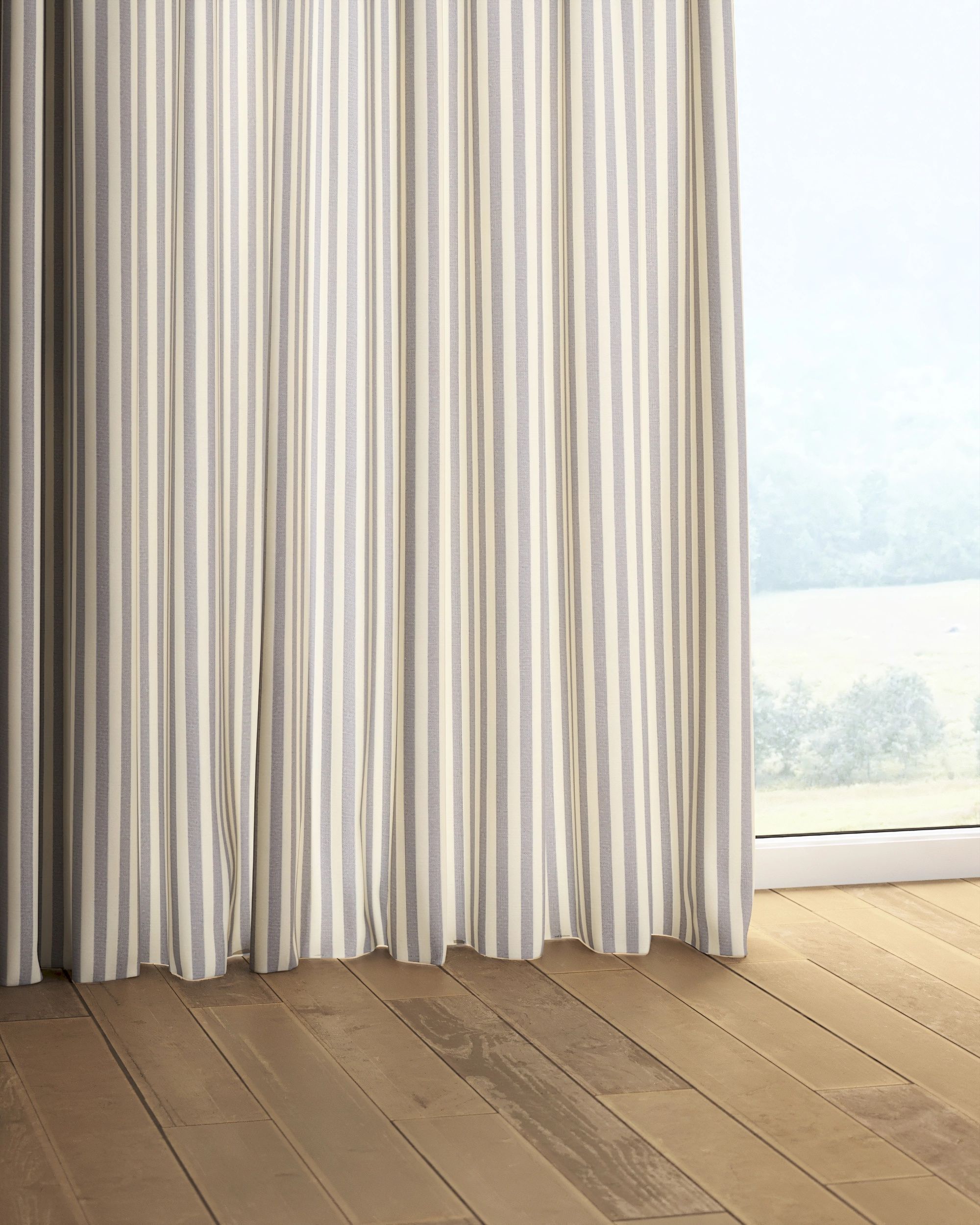 Pencil pleat curtain colour navy blue fabric patterned (hover)