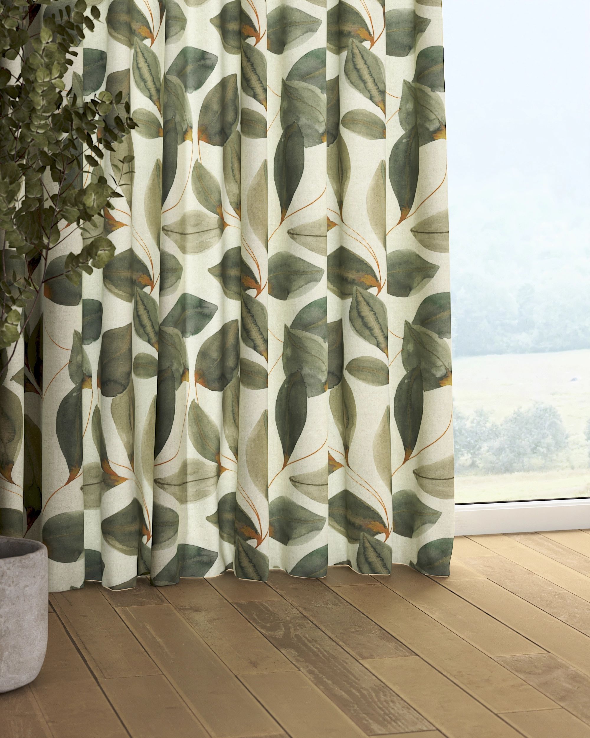 Pencil pleat curtain colour multicolour fabric patterned (hover)
