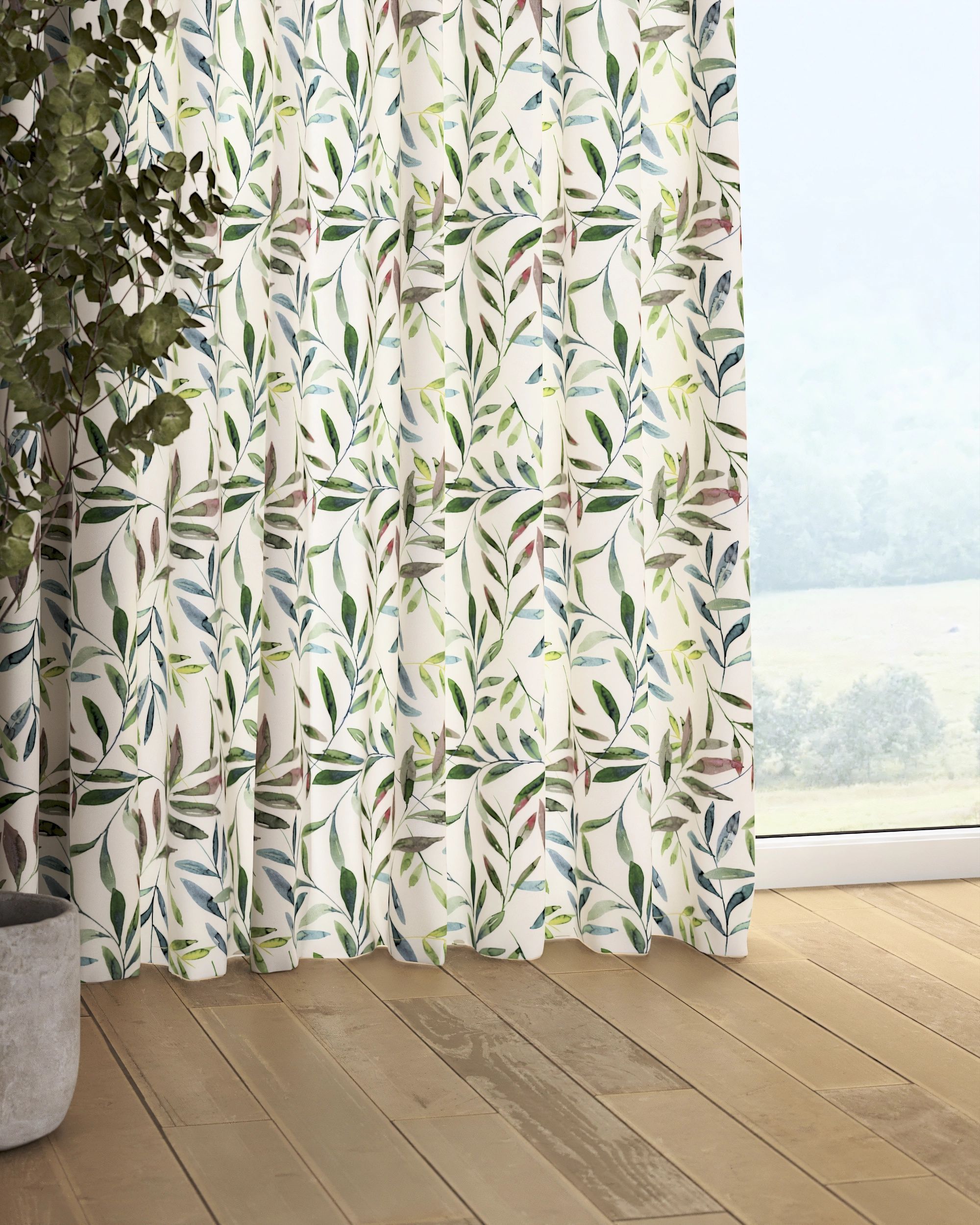 Pencil pleat curtain colour multicolour fabric patterned (hover)