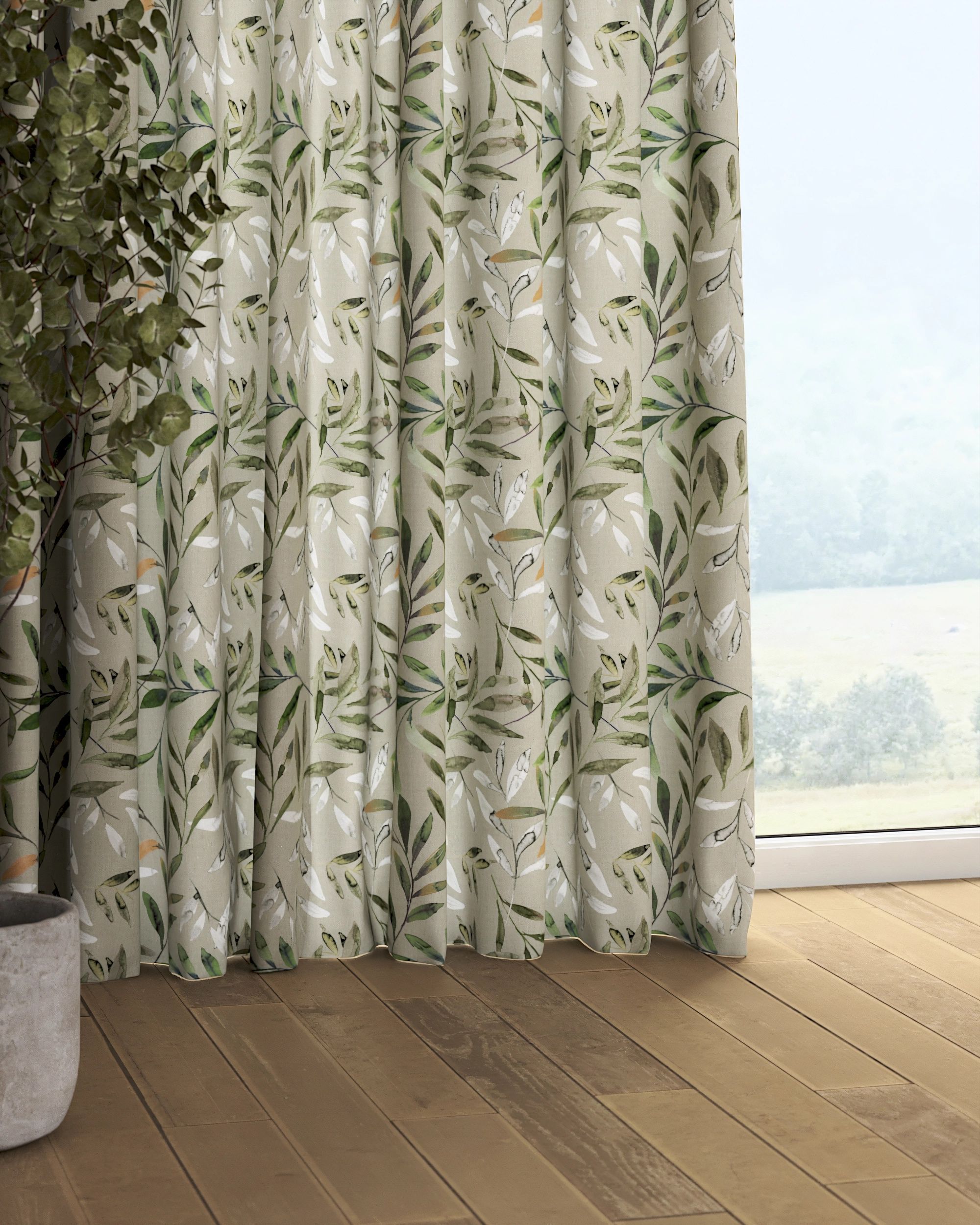 Pencil pleat curtain colour multicolour fabric patterned (hover)