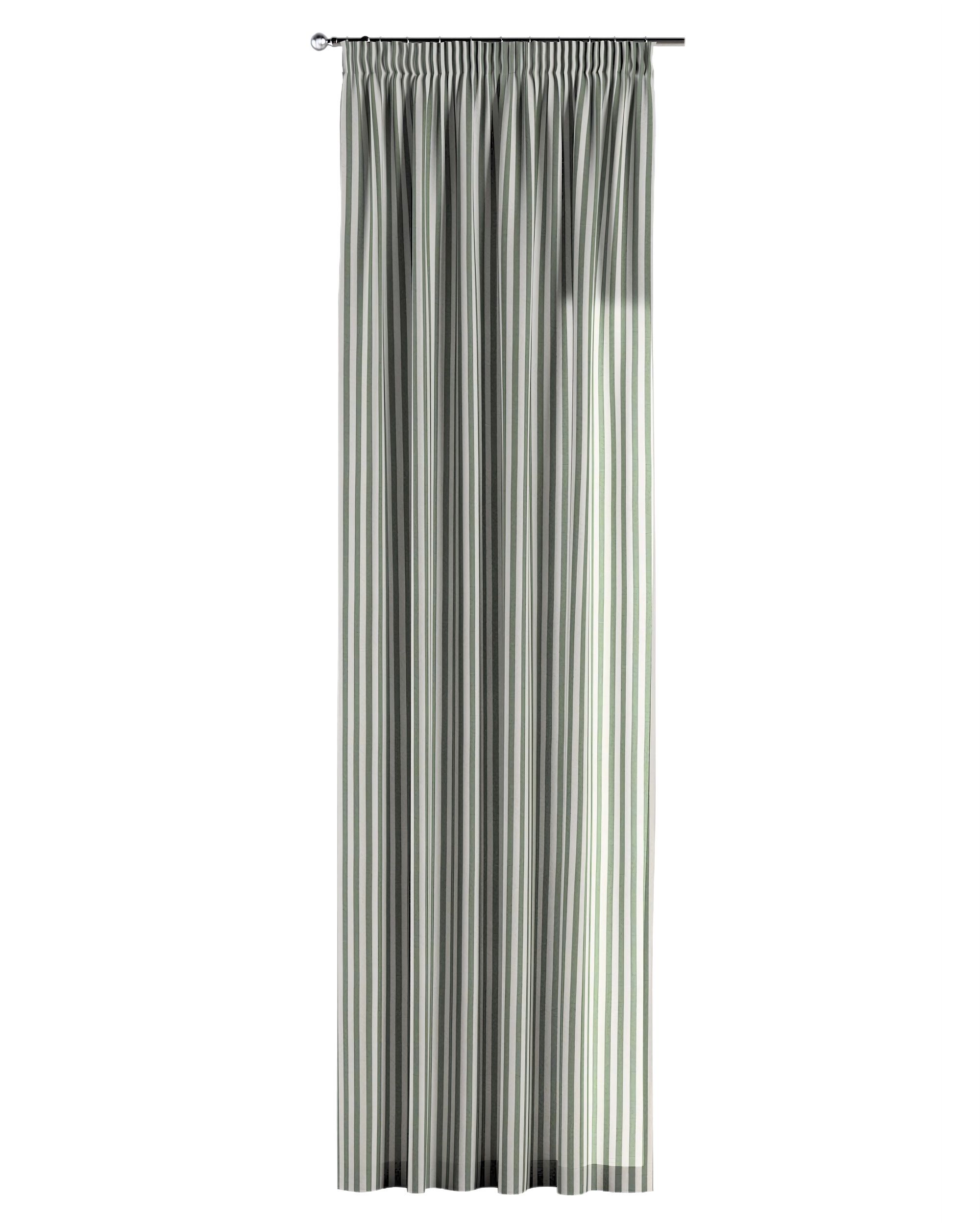 Pencil pleat curtain colour green fabric patterned (hover)