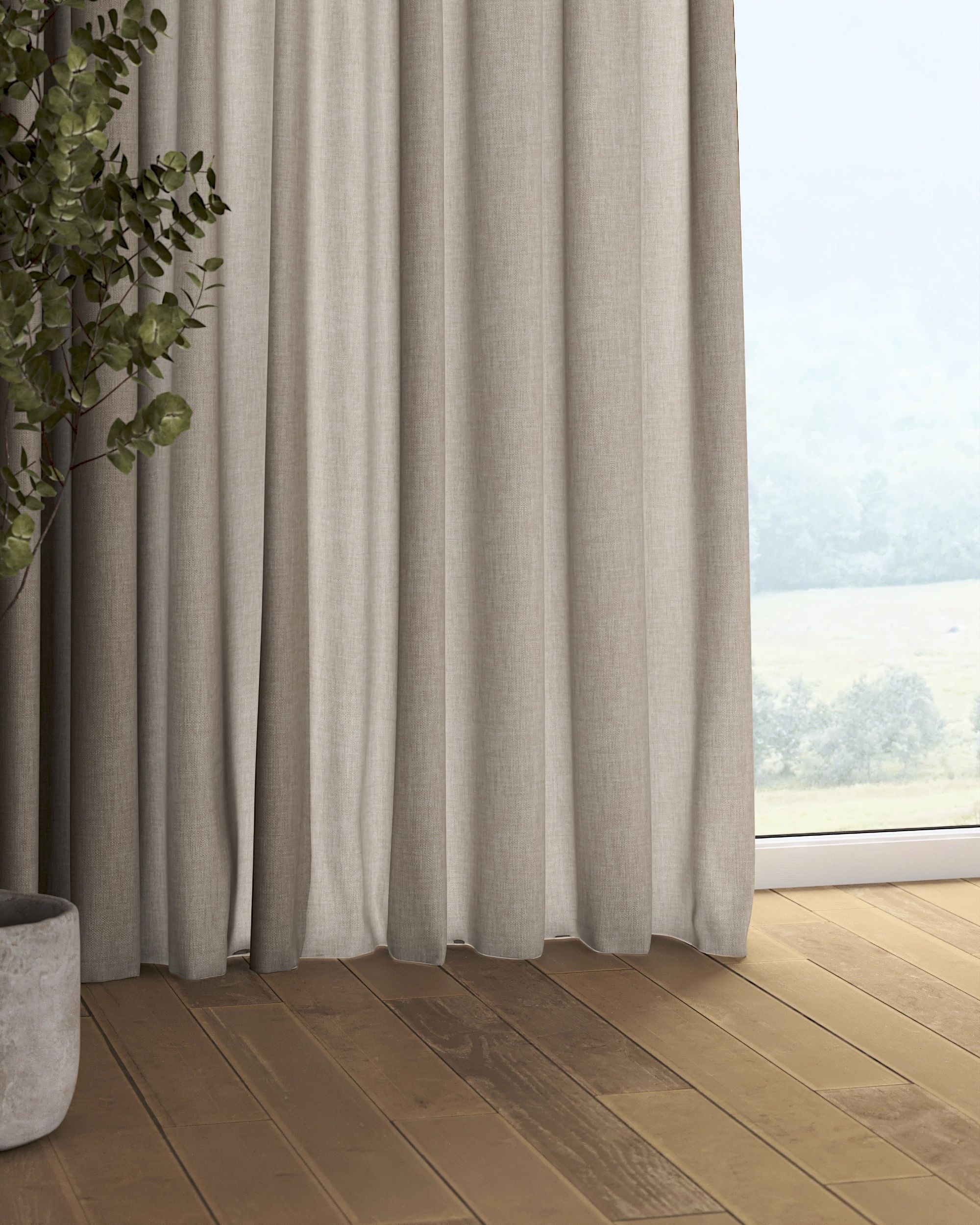 Pencil pleat curtain colour grey fabric structured (hover)