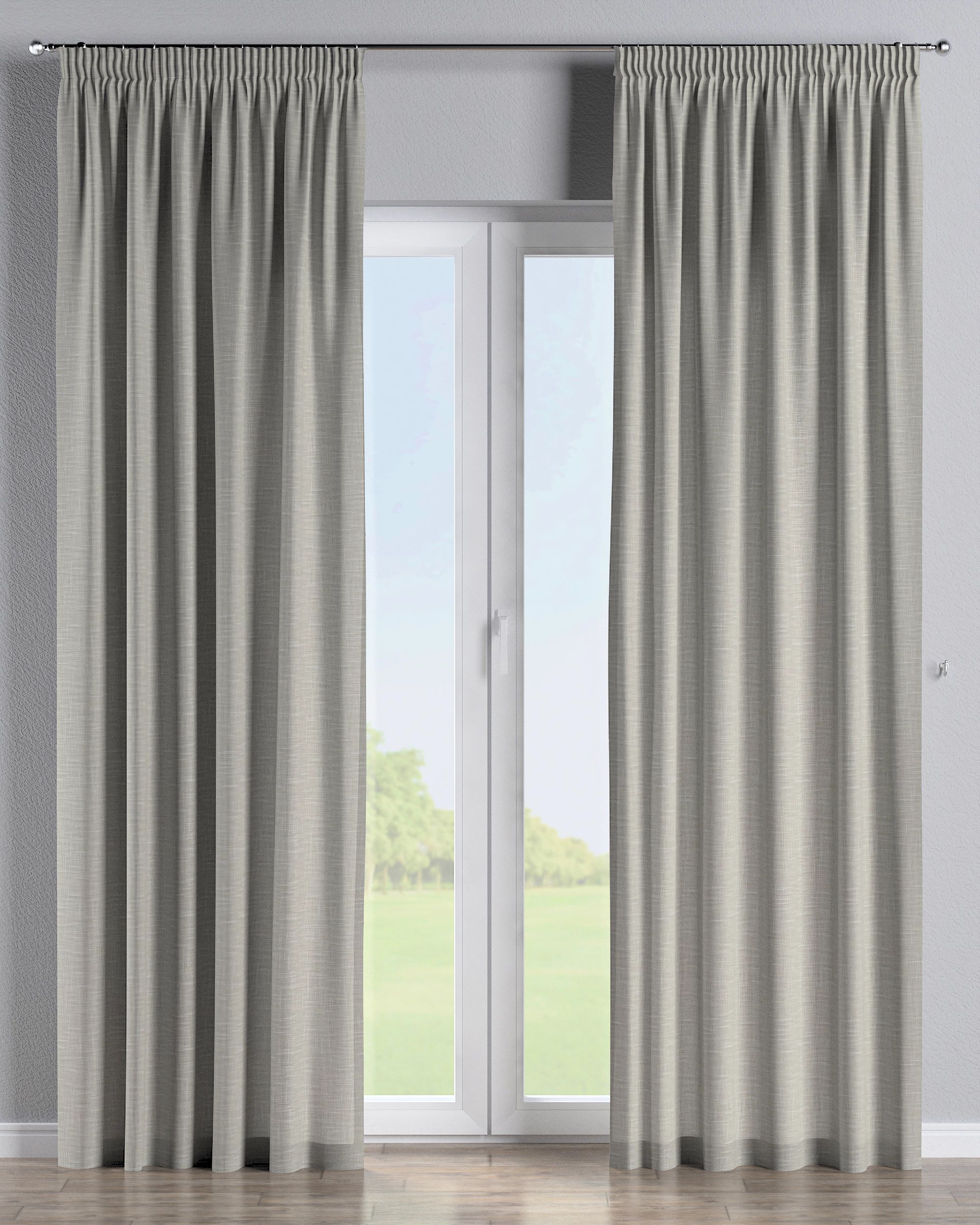 Pencil pleat curtain colour beige fabric structured