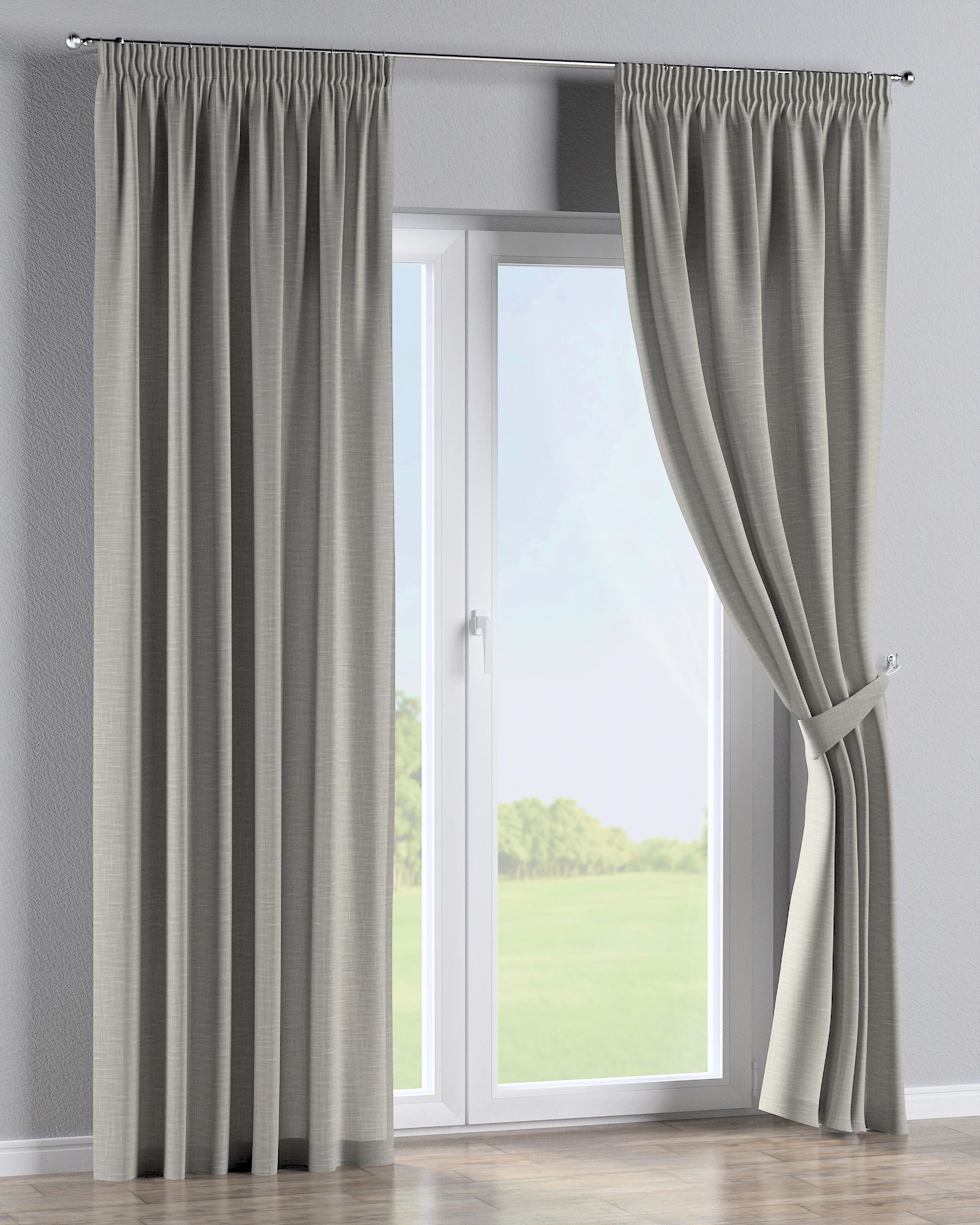 Pencil pleat curtain colour beige fabric structured (hover)