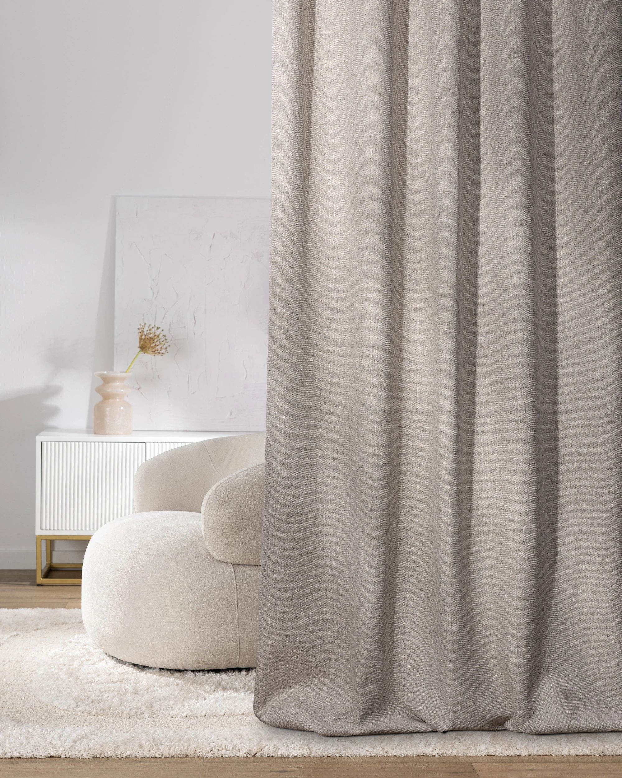 Pencil pleat curtain colour beige fabric structured (hover)
