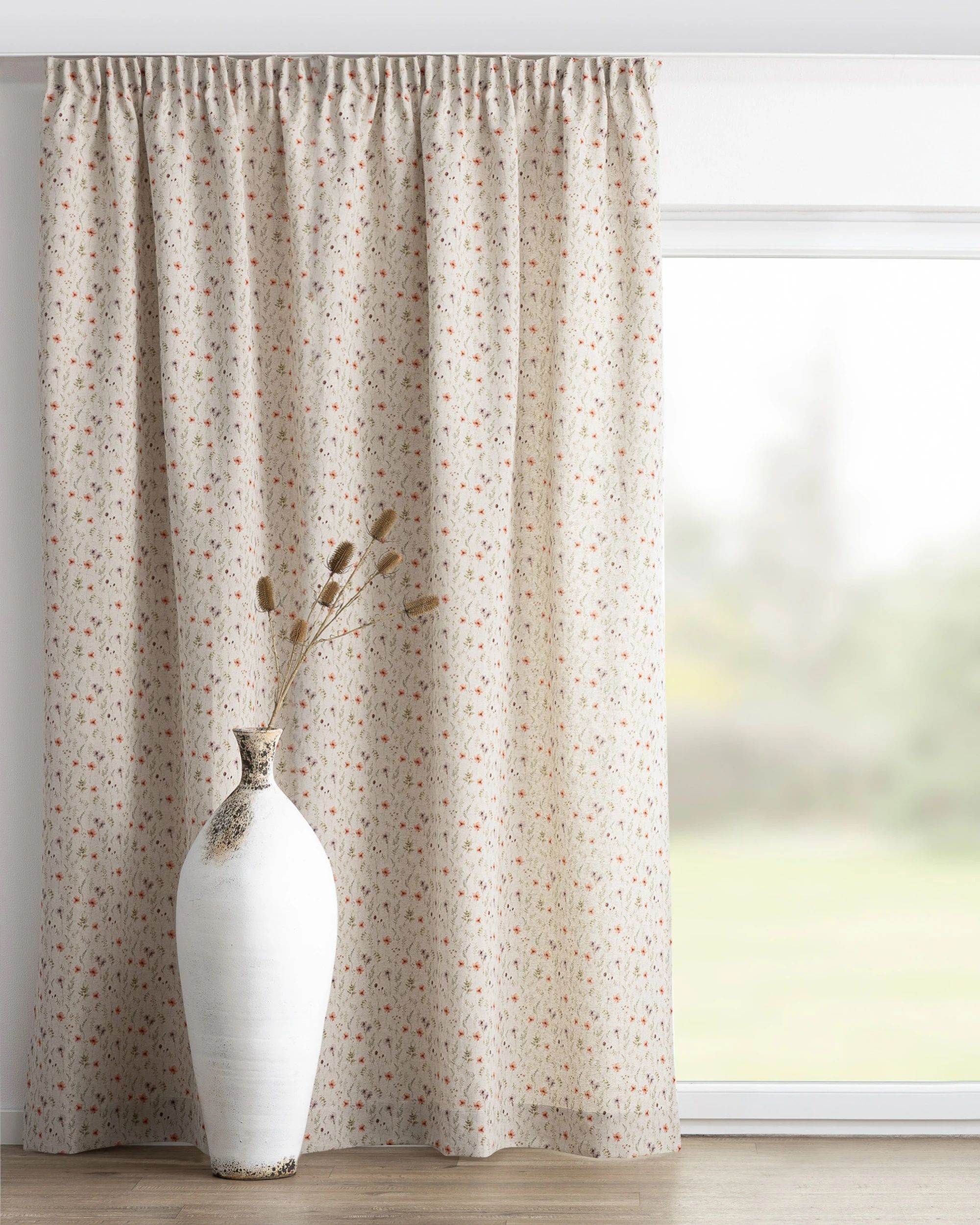Pencil pleat curtain colour multicolour fabric structured, patterned