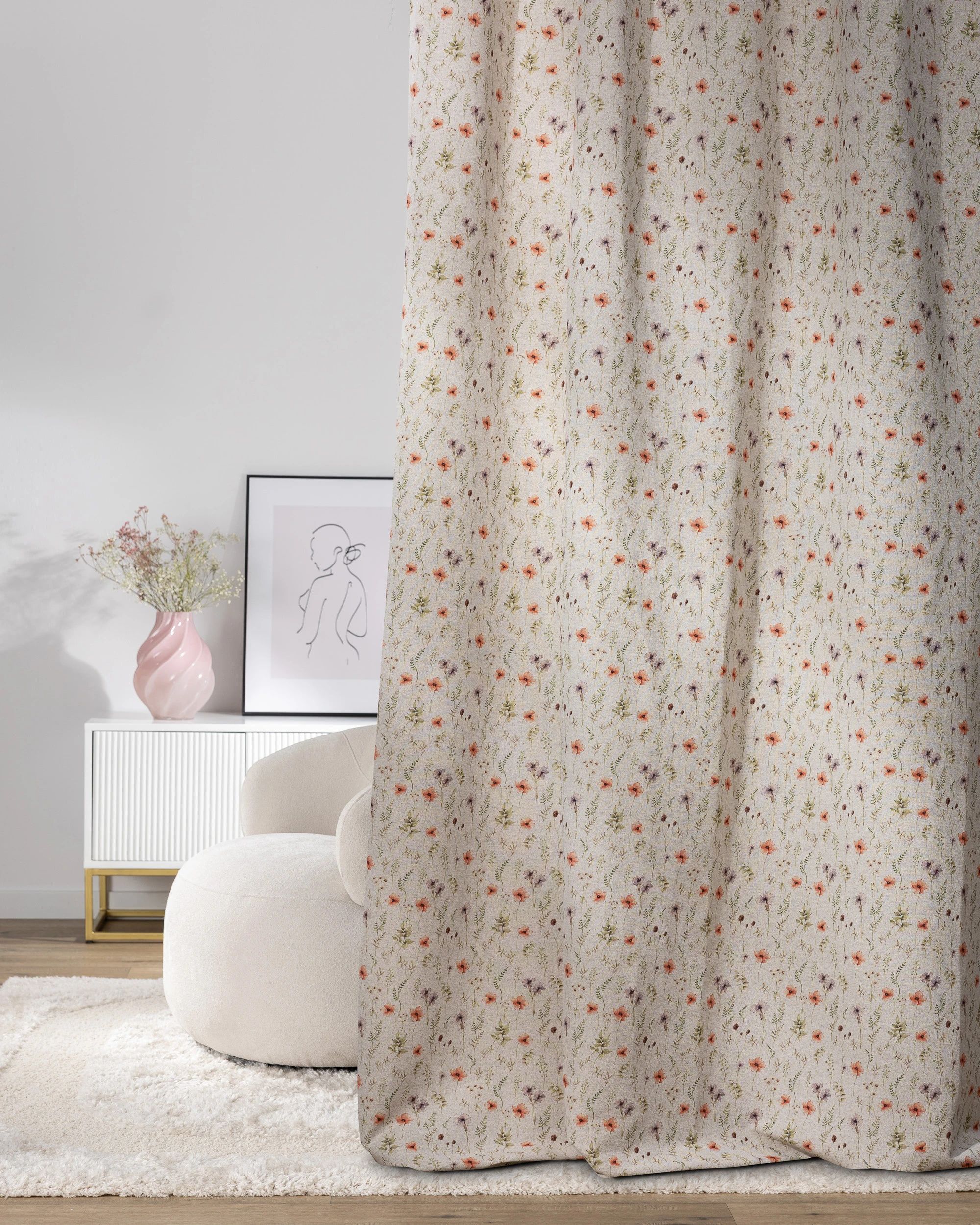 Pencil pleat curtain colour multicolour fabric structured, patterned (hover)