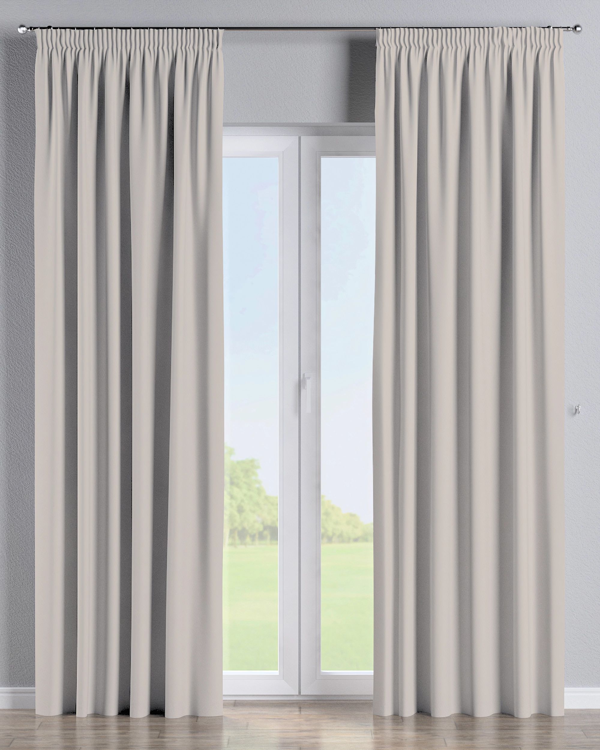 Pencil pleat curtain colour beige fabric blackout