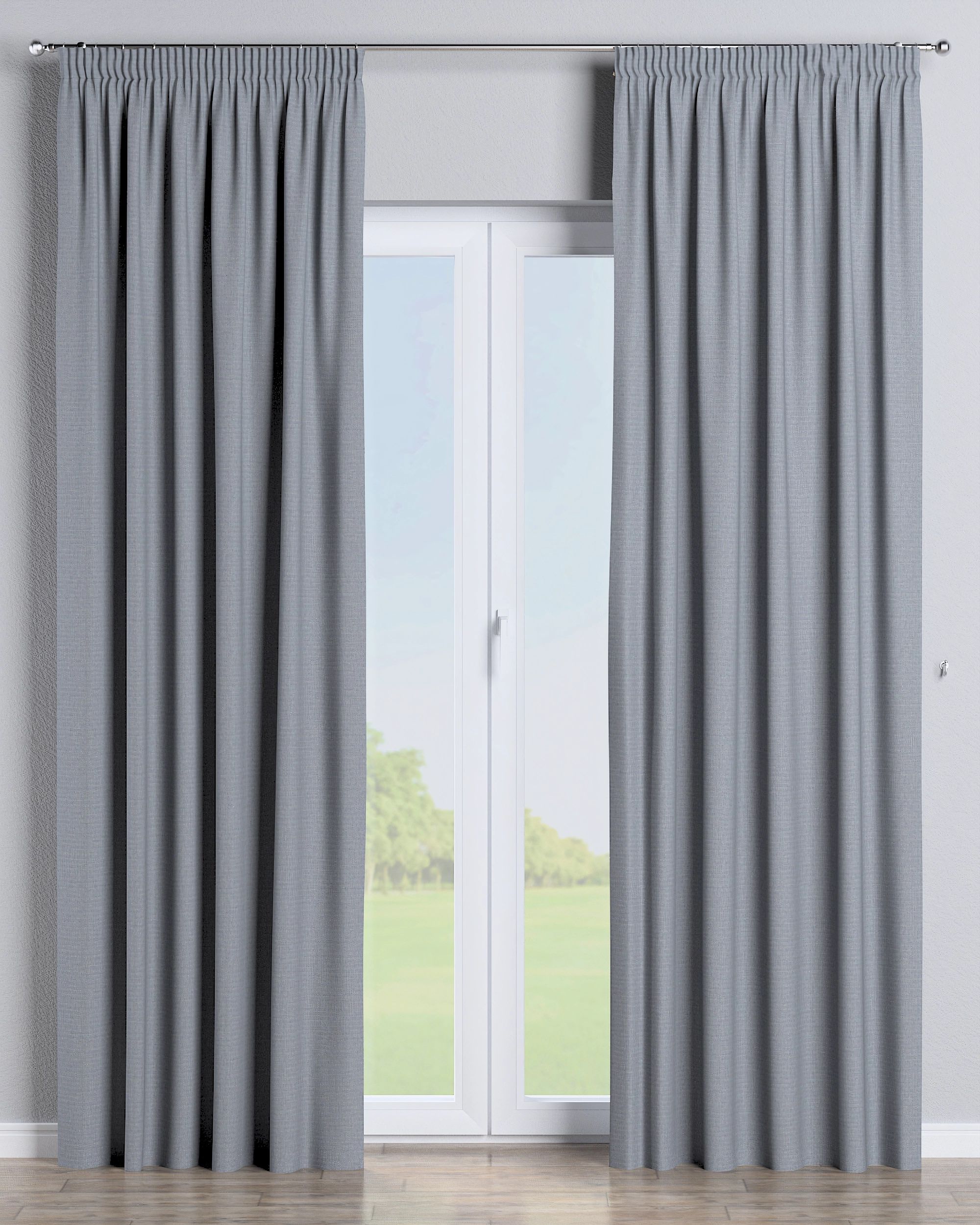 Pencil pleat curtain colour black fabric outdoor, structured