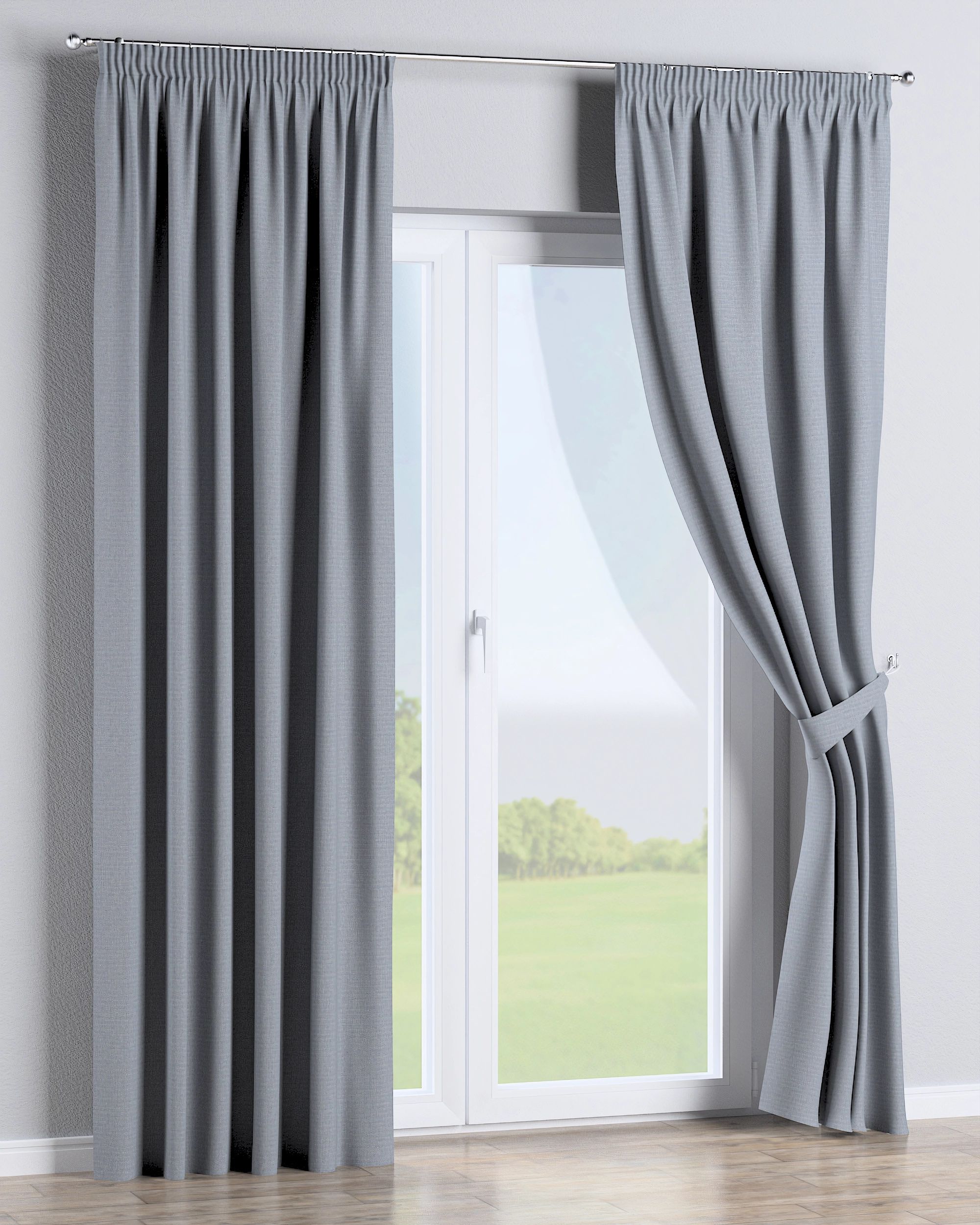 Pencil pleat curtain colour black fabric outdoor, structured (hover)